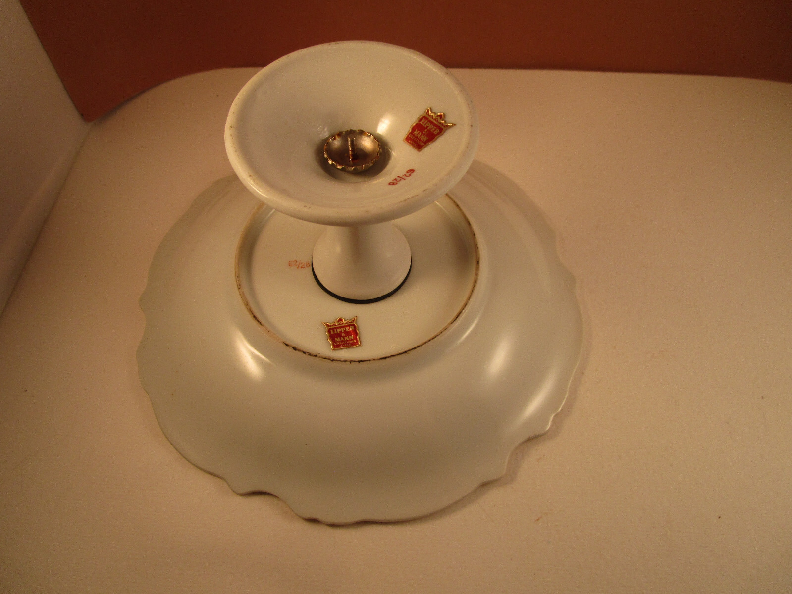 Vintage Lipper & Mann Creations Japan Pedestal Candy Dish Plate Violets Flowers