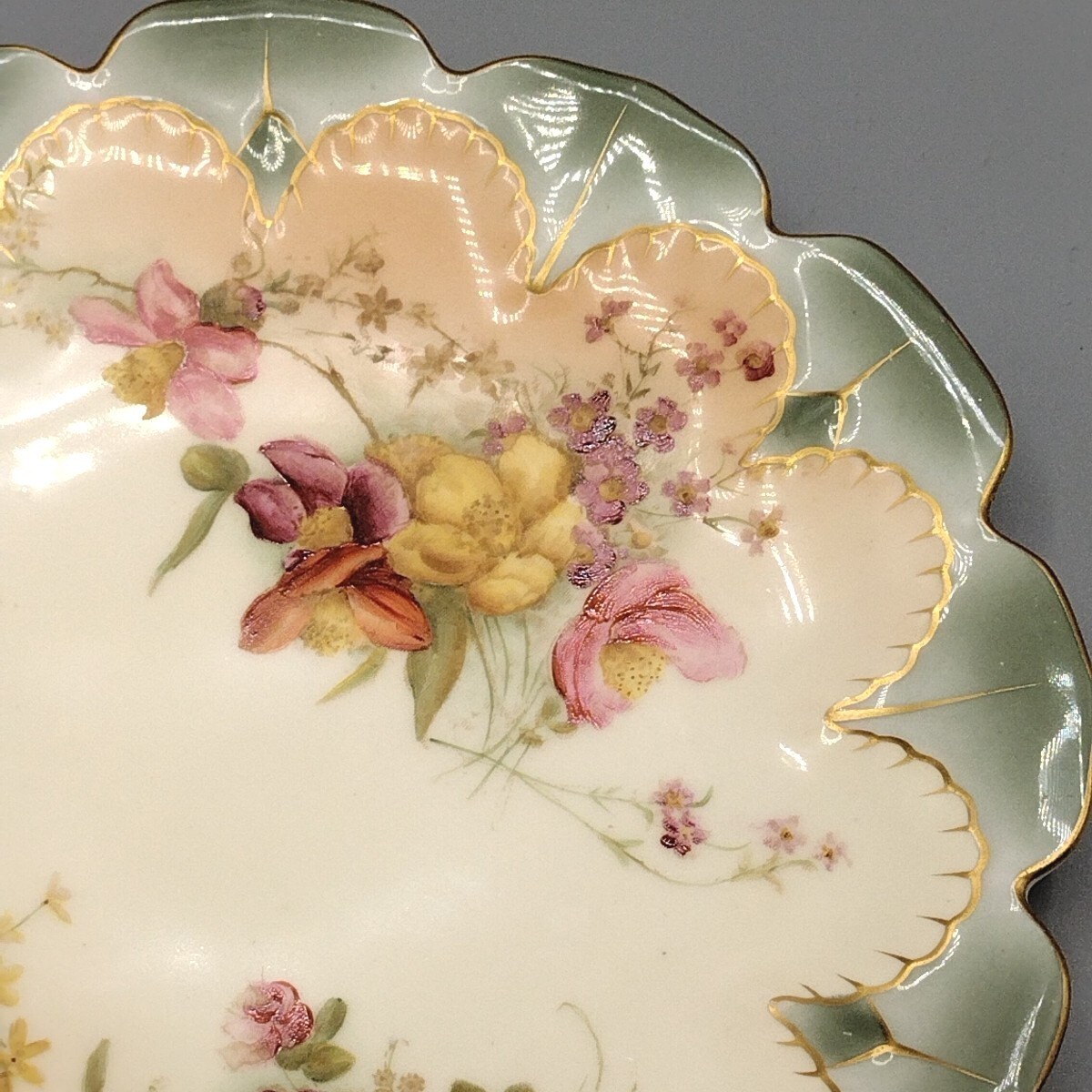 Royal Worcester Plate England Bone China 8½” Sage Scalloped Signed Antique Rare