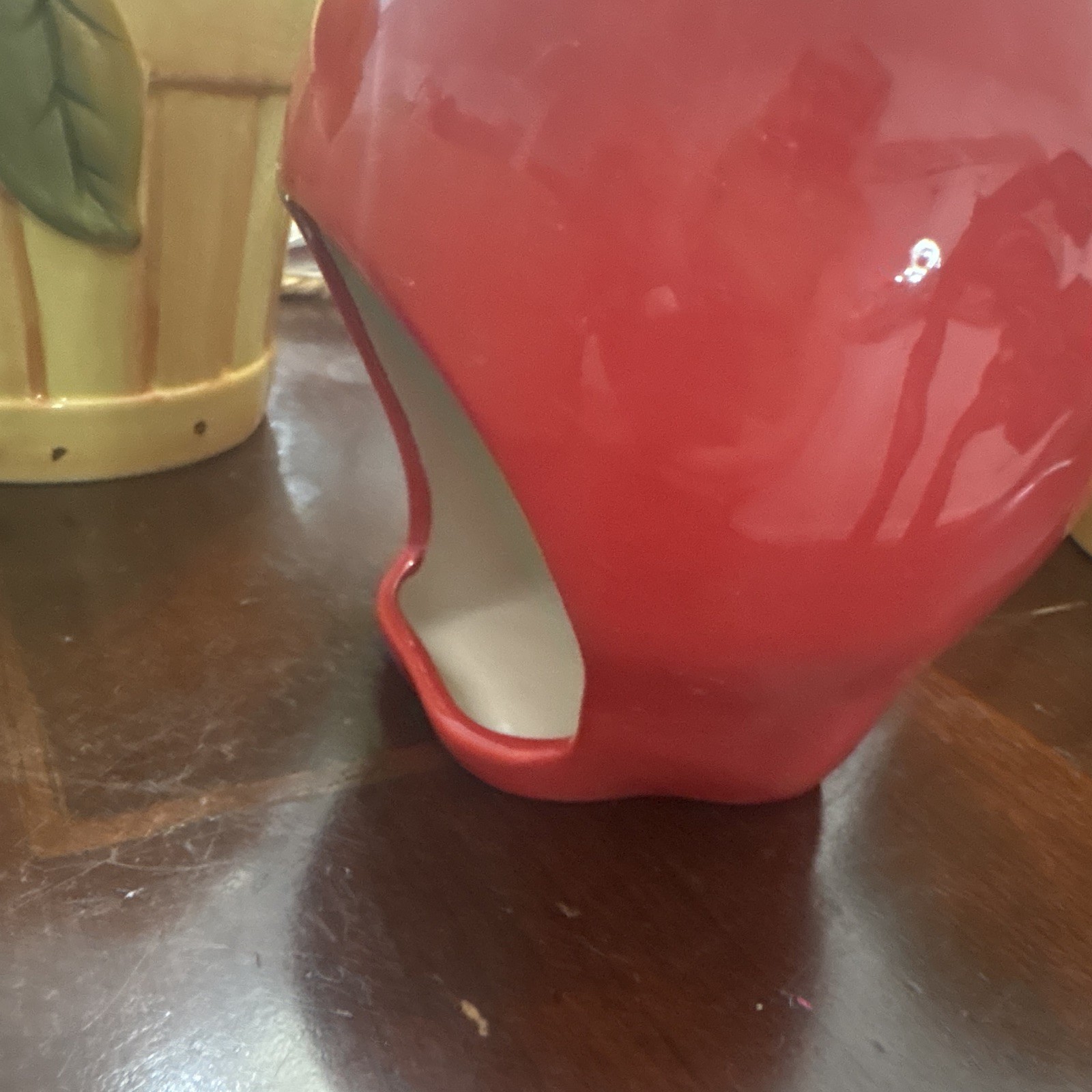 Cracker Barrel Old Country Store Glossy Ceramic Apple Jar Canister Red/Green