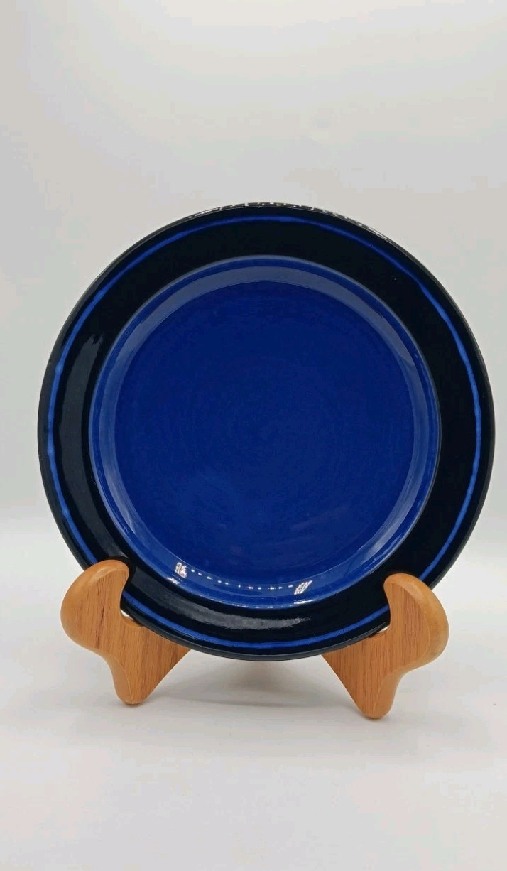 Vintage Cobalt Blue Nittsjö Sweden Salad Dessert Cake Stoneware Plate; 8.25″