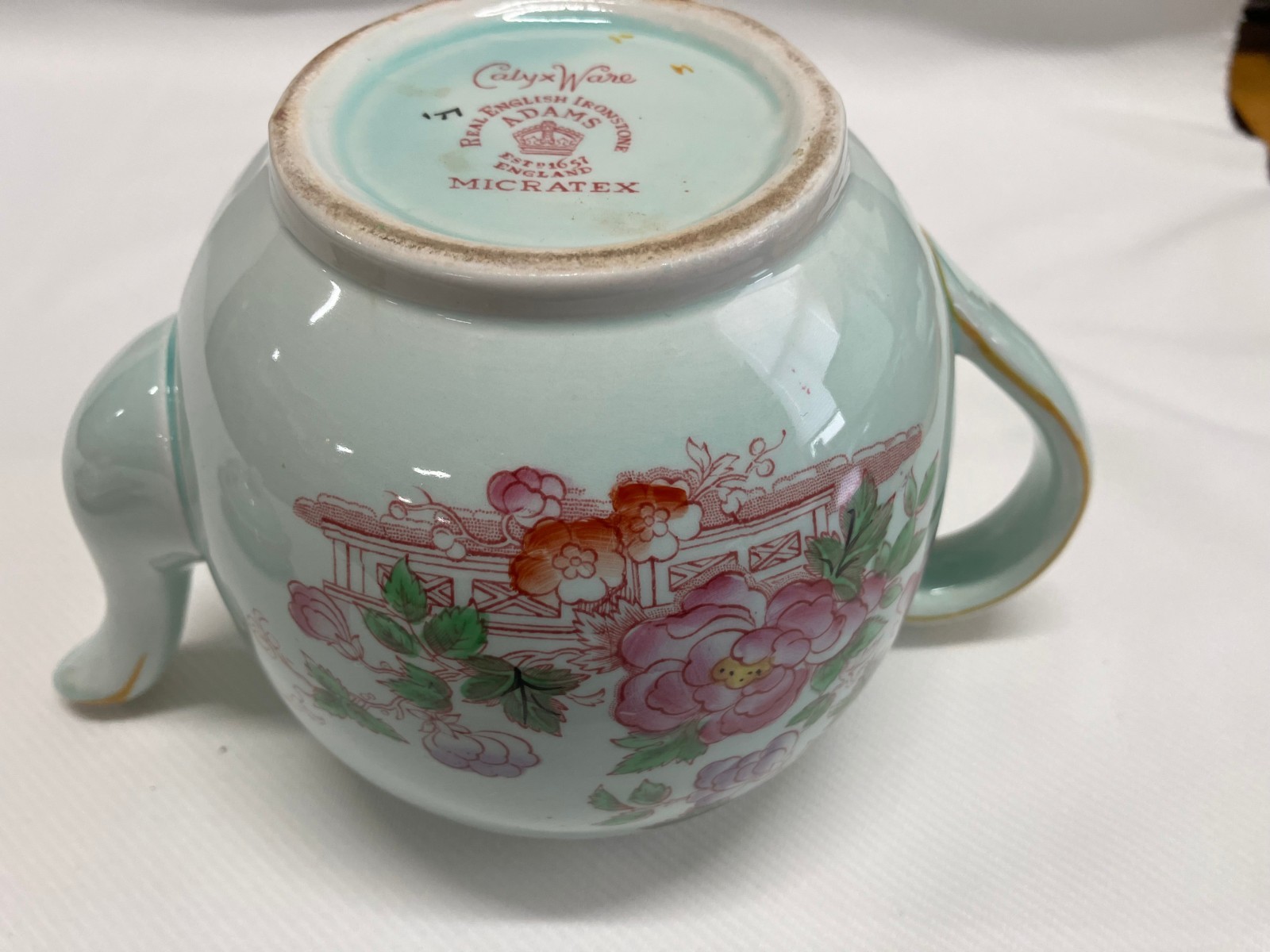 Vintage Calyx Ware Metz Pattern 6.5 in Teapot with Lid Ironstone Adams England