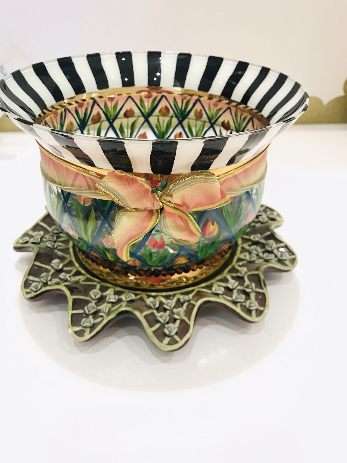 Mckenzie Childs Wittika 9.5”Rose Plate.
