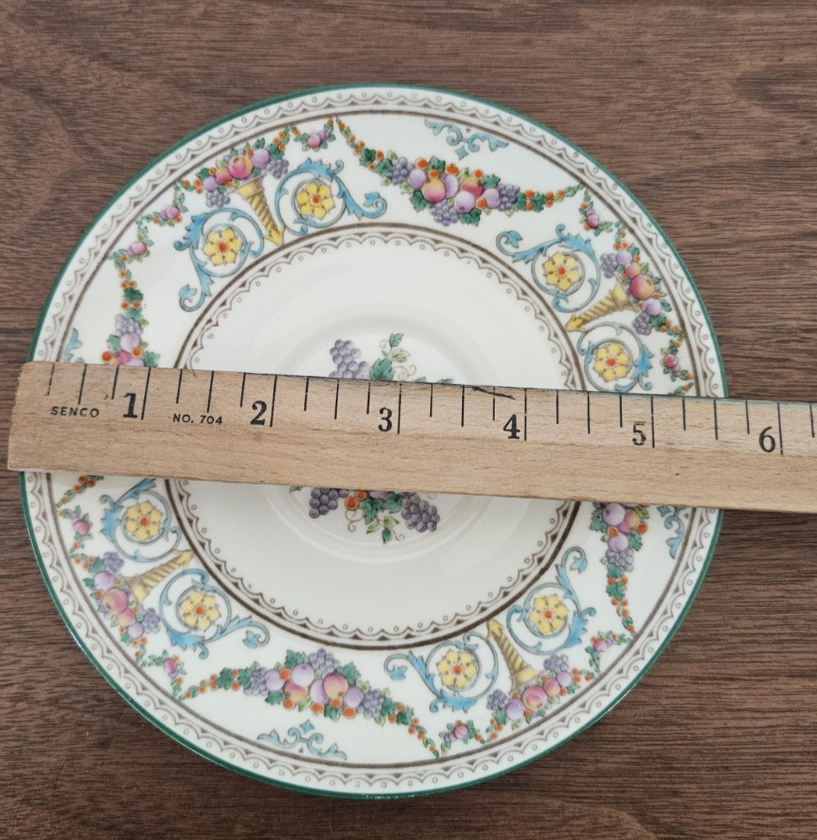 TWO Wedgwood Ventnor Saucers W996 Ivory Background, Fruit Swags 9″