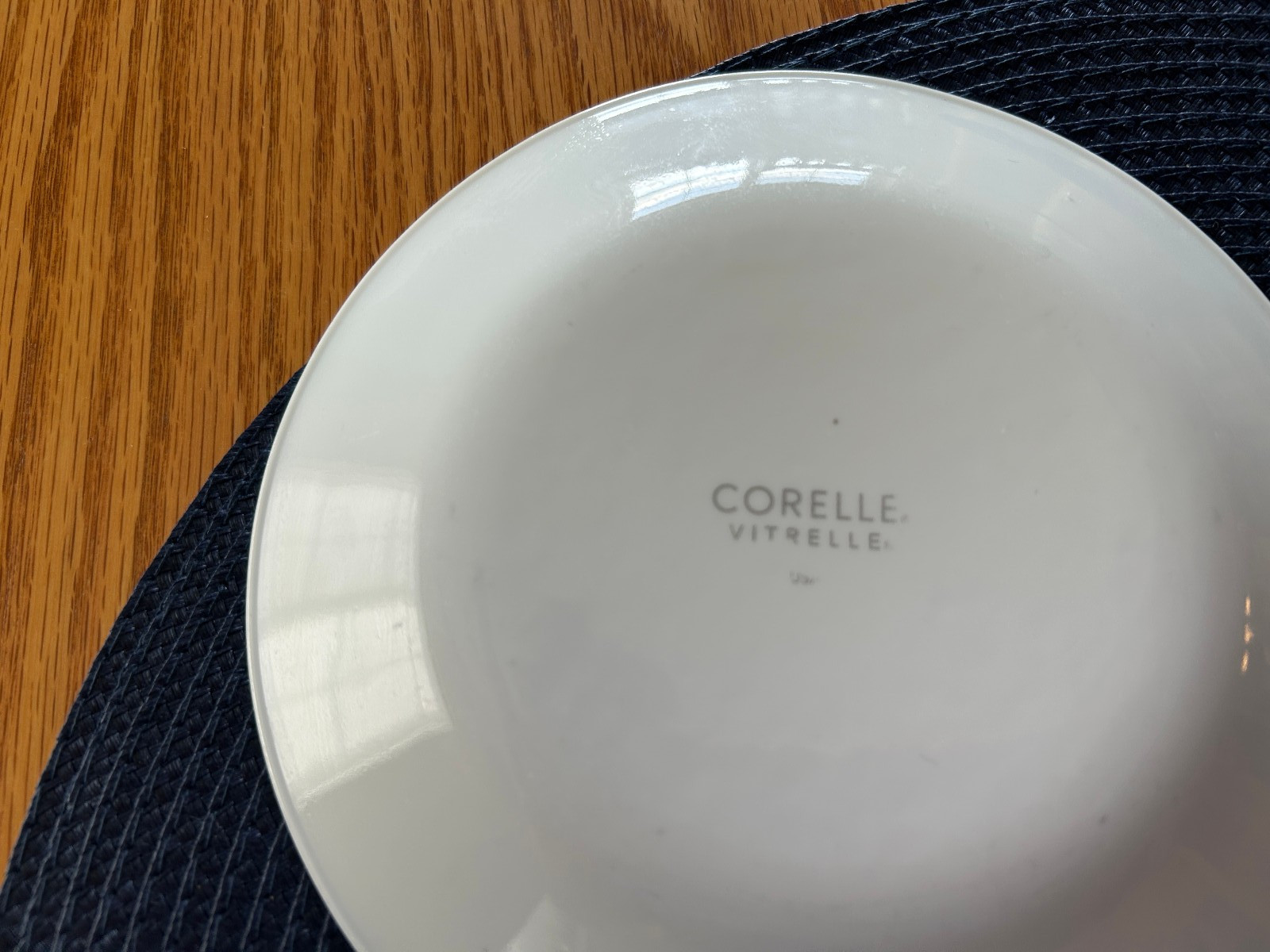 Corelle LIA (Corlia) Dessert Plates~6 3/4″~Set Of 4~Navy Blue Swirl~Vitrelle