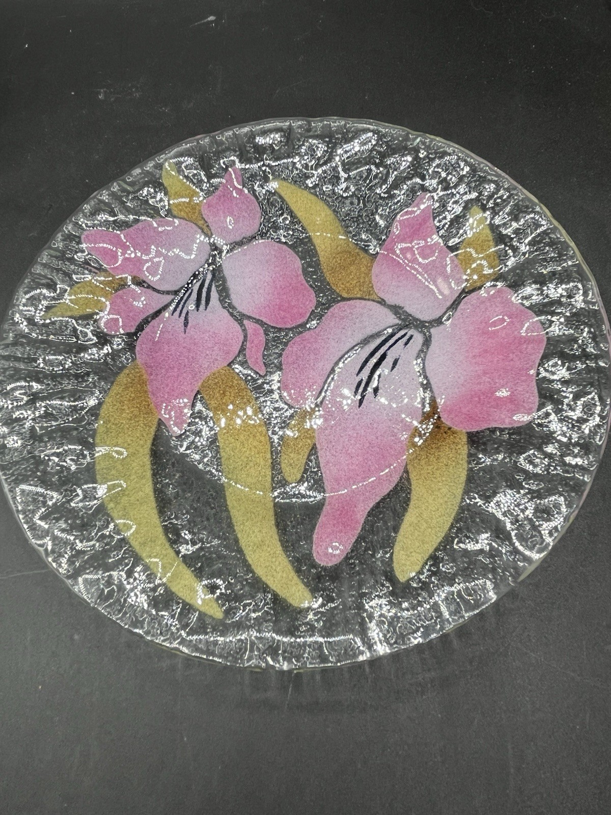 Sydenstricker Colorful Floral Crimped Fused Glass Plates Lot Of 9 Mixed Set