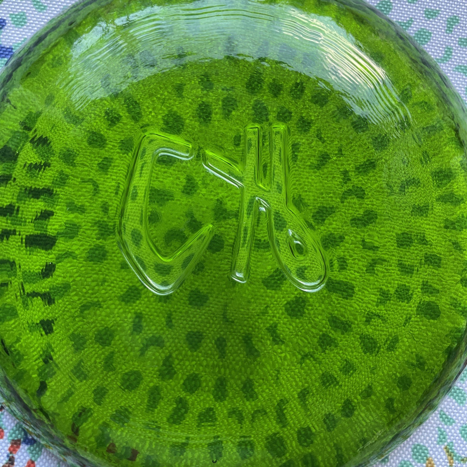 C H Dark Green Vintage Glass Plate Dish For Trinkets/Jewelry No Chips Or Cracks