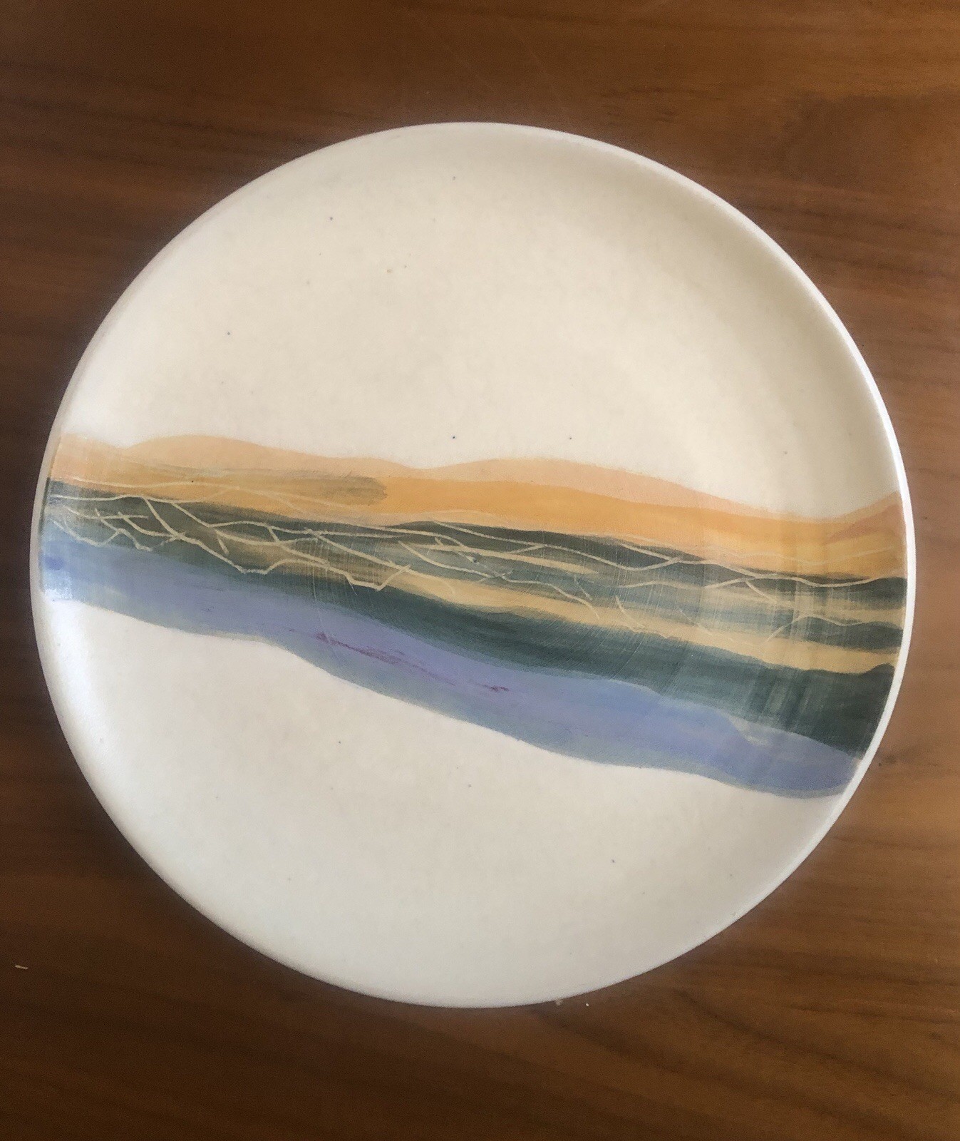 Vintage MCM Studio Pottery Art Plate hand painted Modern Rotraut Germany 10 in