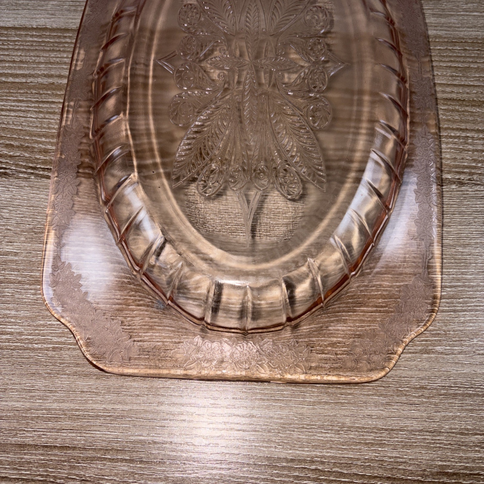 VTG Jeanette ADAM Pink Depression Glass Rectangular Serving Platter ~11 5/8″
