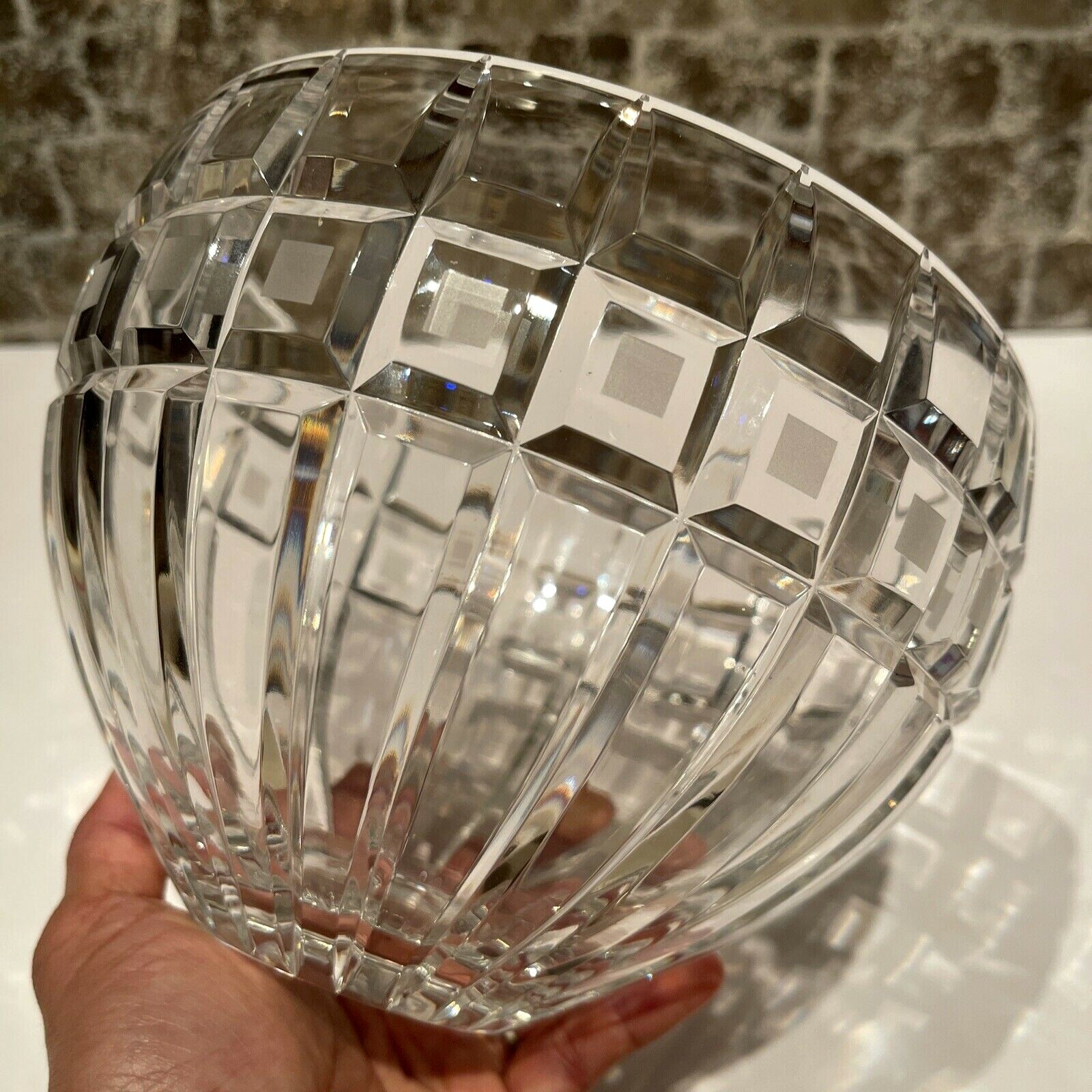 Waterford Marquis Quadrata Glass Bowl Clear & Frosted Cut Crystal