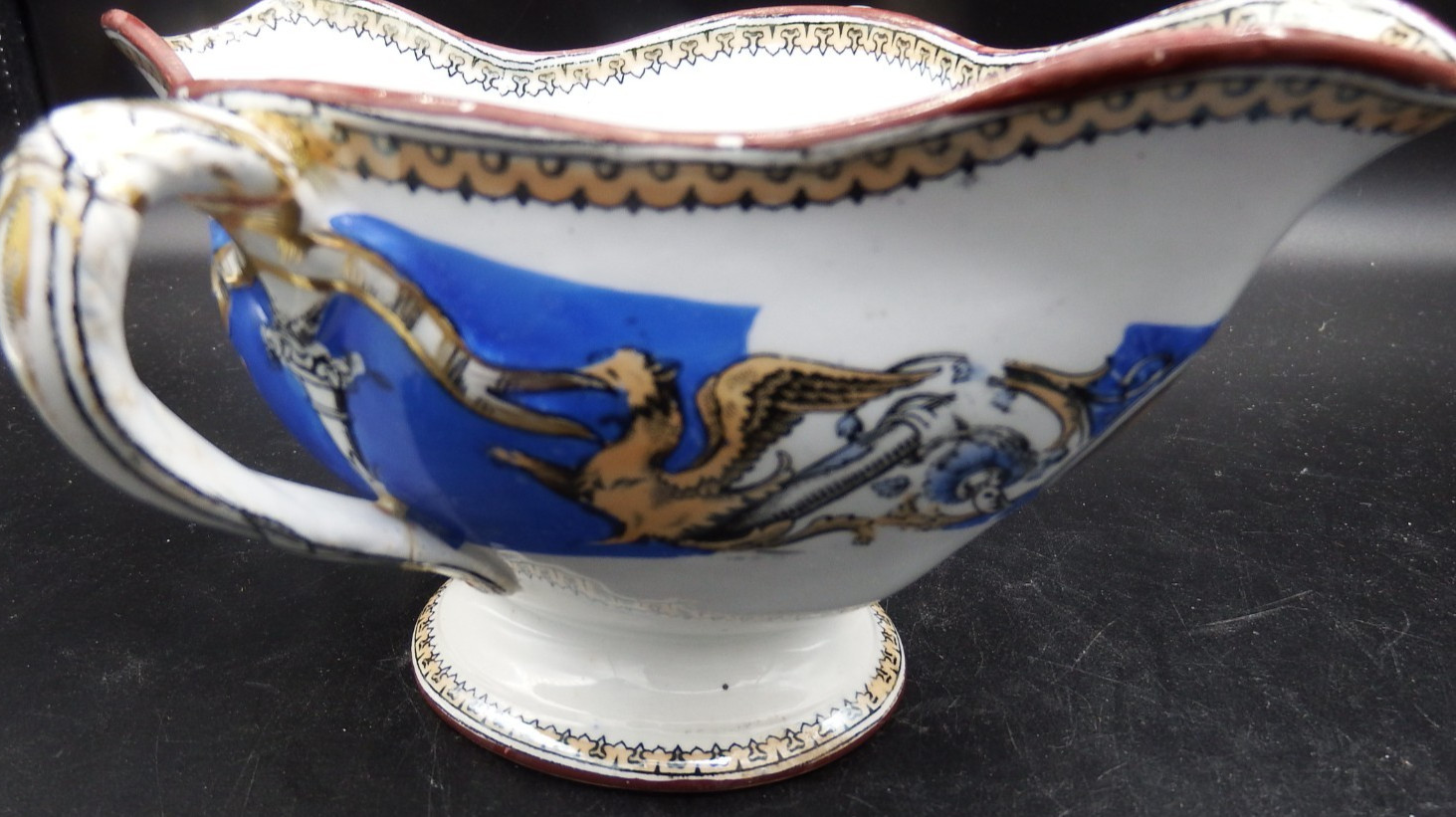 ANTIQUE Neoclassical Royal Worcester Gravyboat c 1850 – repaired handle