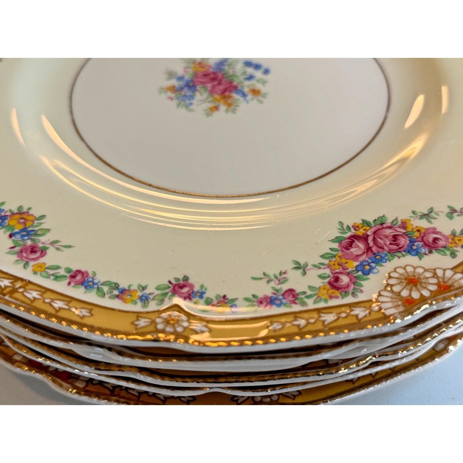 John Maddock & Sons-Royal Ivory- “Henley” Set of 3 Dinner Plates Floral Antique