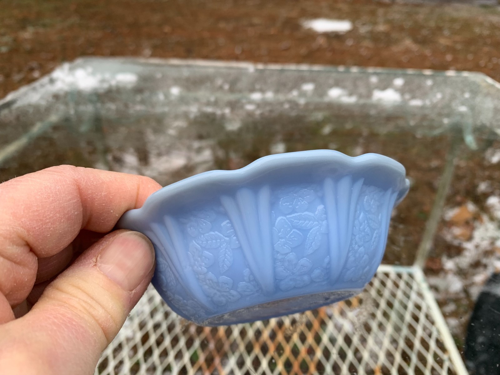 Cherry Blossom 4.75″ Bowl Delphite Blue Jeannette Glass 1930-39 Depression Glass