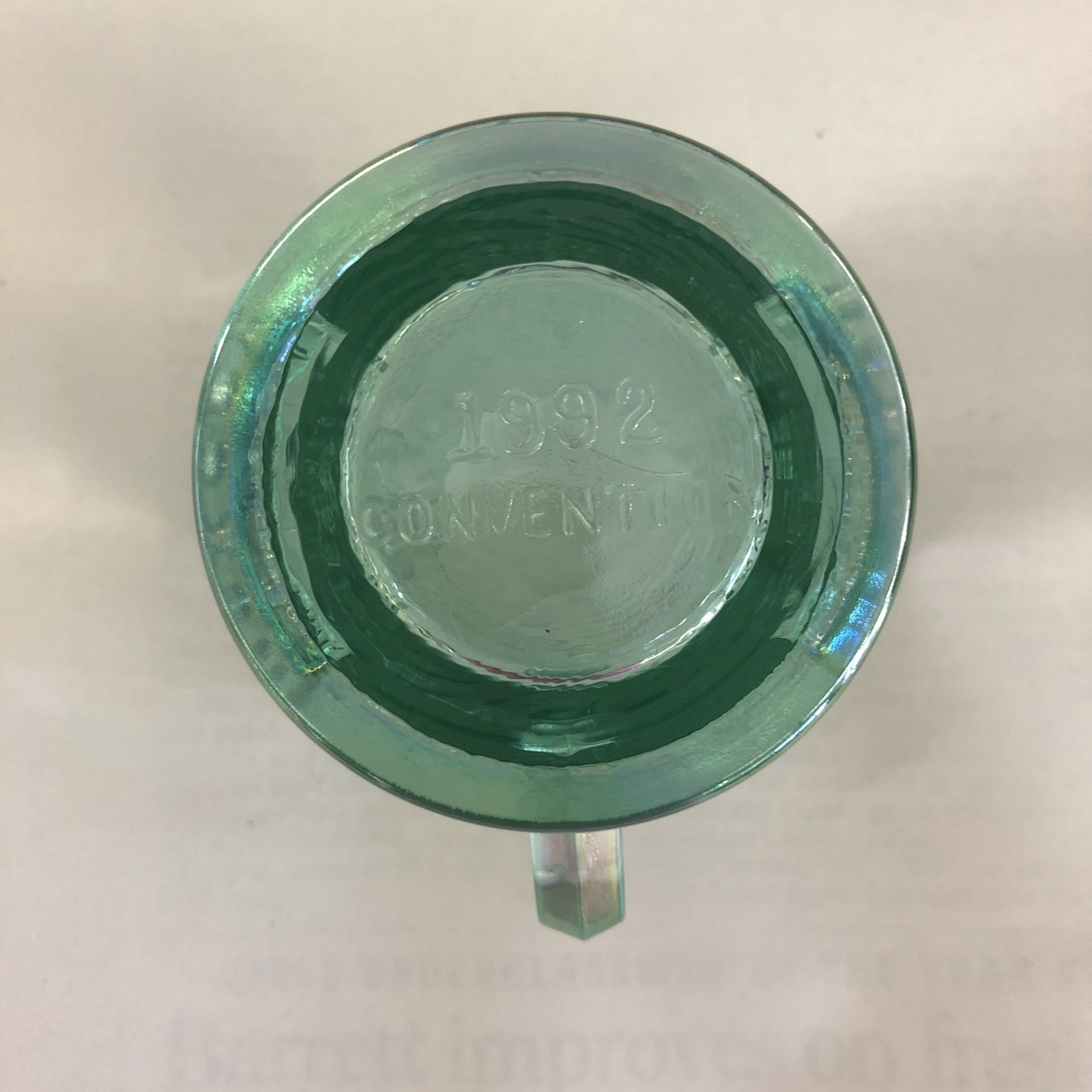 Fenton HOACGA 1992 Convention Miniature Teal Carnival Glass Good Luck Mug