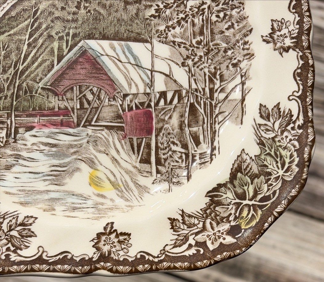 Johnson Brothers The Friendly Village The Covered Bridge Square 7.5” Salad Plate