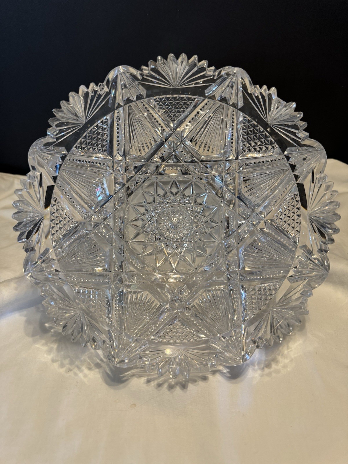 9” American Brilliant Period Crystal Glass Cut Bowl