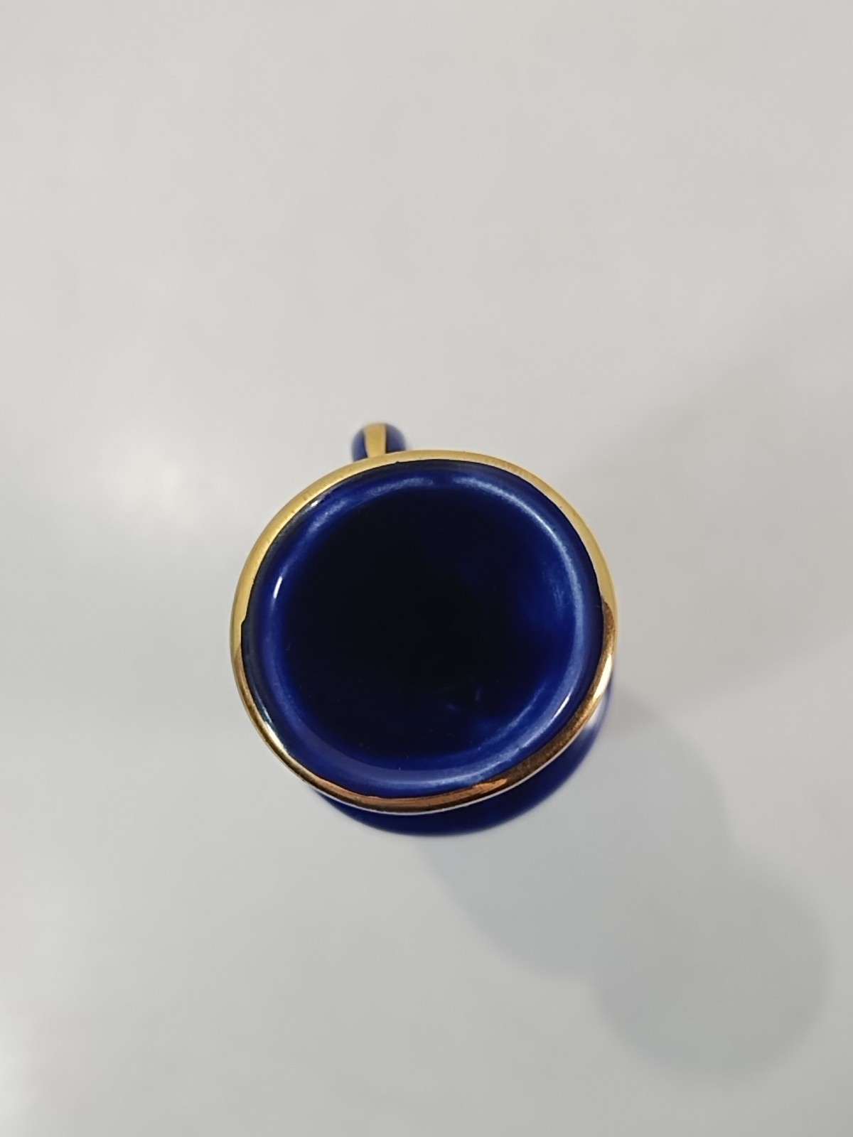 LIMOGES Porcelain Miniature Vase Greek Style Blue/ Gold 4.25” Pitcher w/ Handle