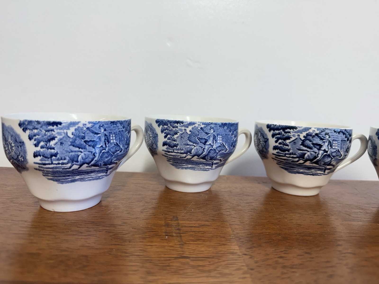 Liberty Blue Betsy Ross Tea Set Cups Creamers Sugar Bowl England Lot 9 Pc