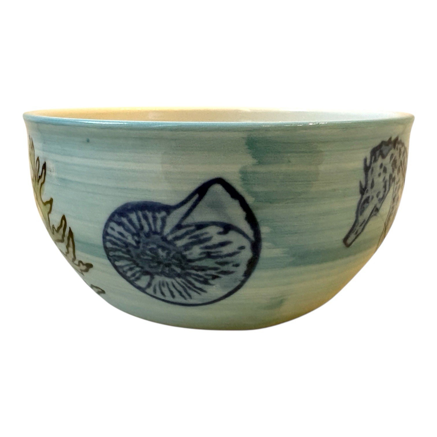 Yokohama Studio Hand Painted Bowl 5” Sea Horse Ocean Coastal Nautical Blue Kelp