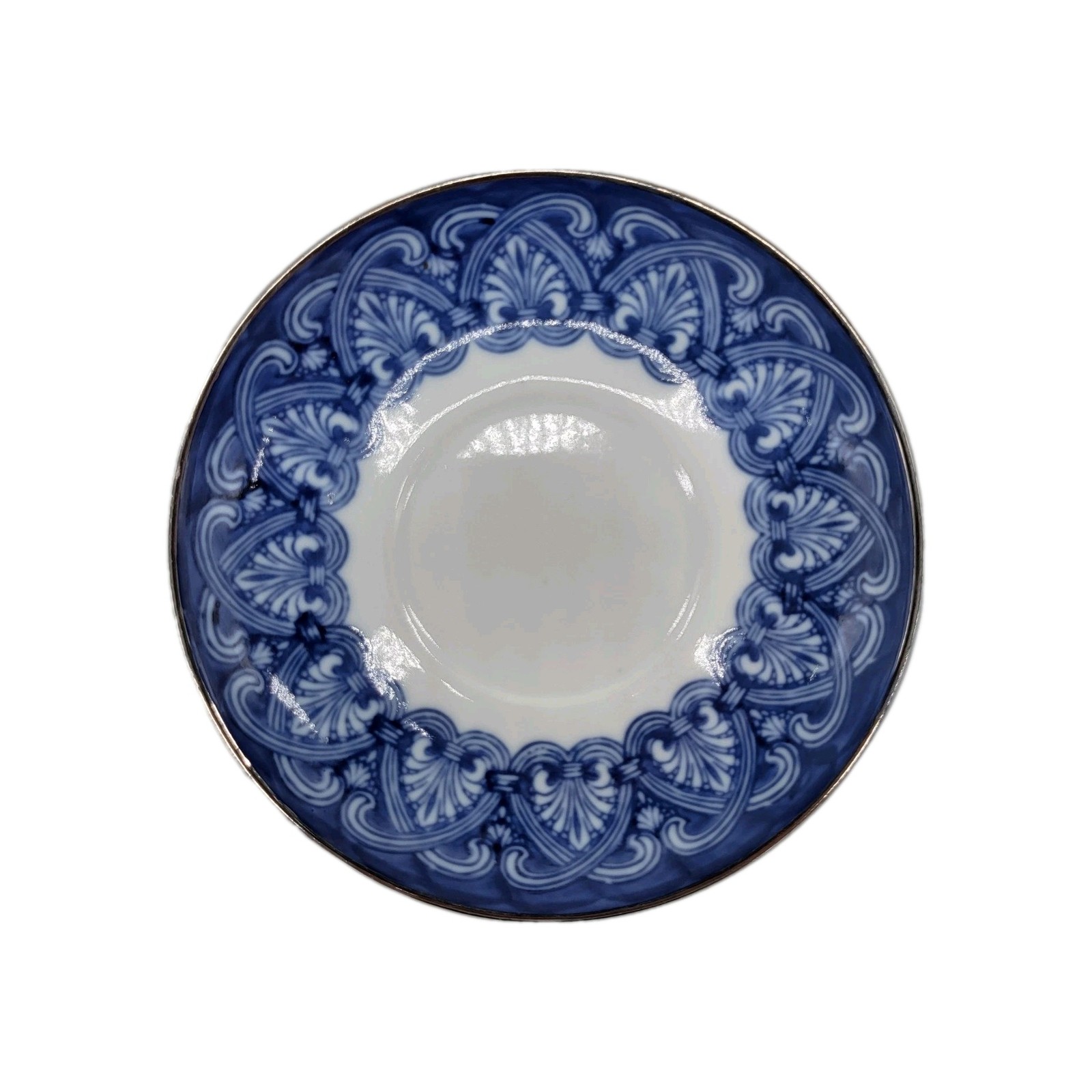 Bombay Blue White Saucer Dish Plate Hearts Pattern Victorian 6.25″ China Decor