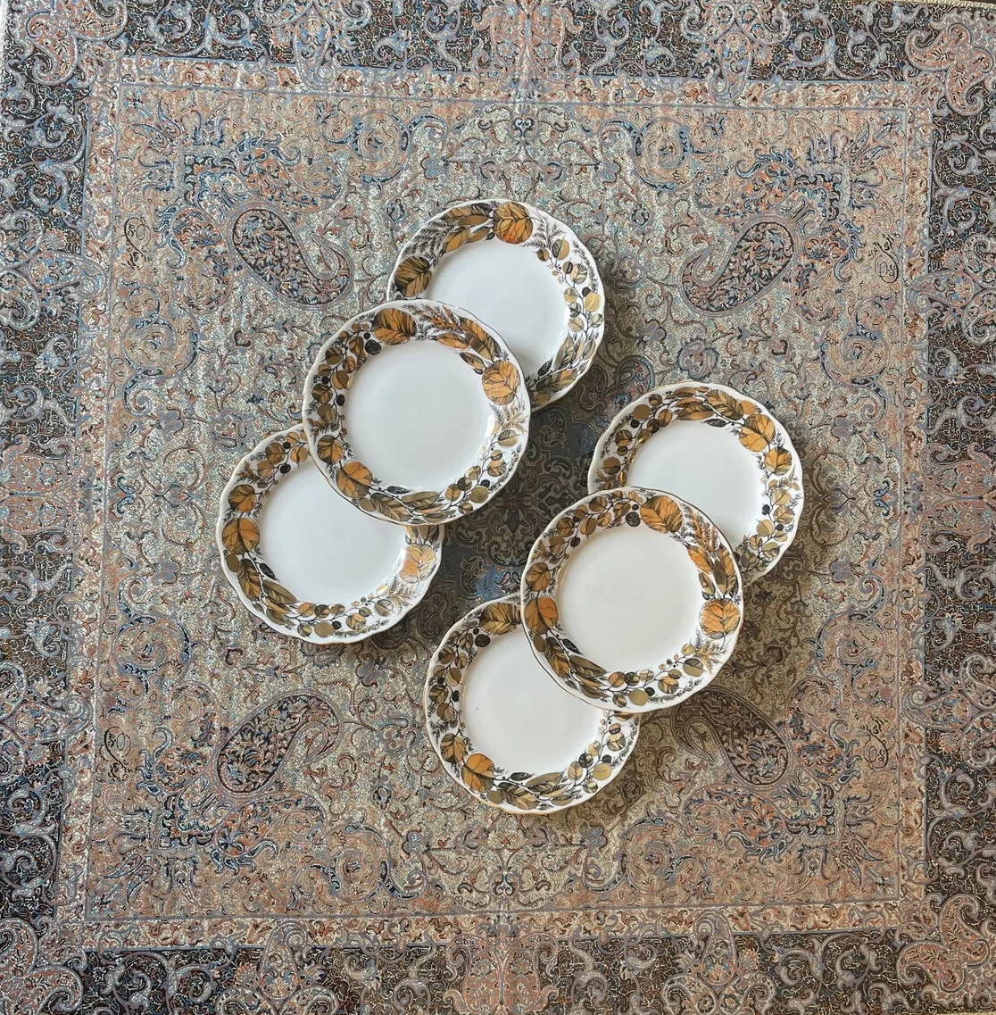 8x Imperial Russian Porcelain Lomonosov Desert Plate Set MY GARDEN 22 Gold