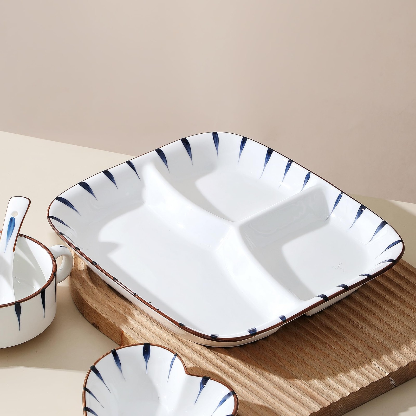 Acyhggi Ceramic Divided Porcelain – 10 Inch Breakfast Lunch Bowl Portion