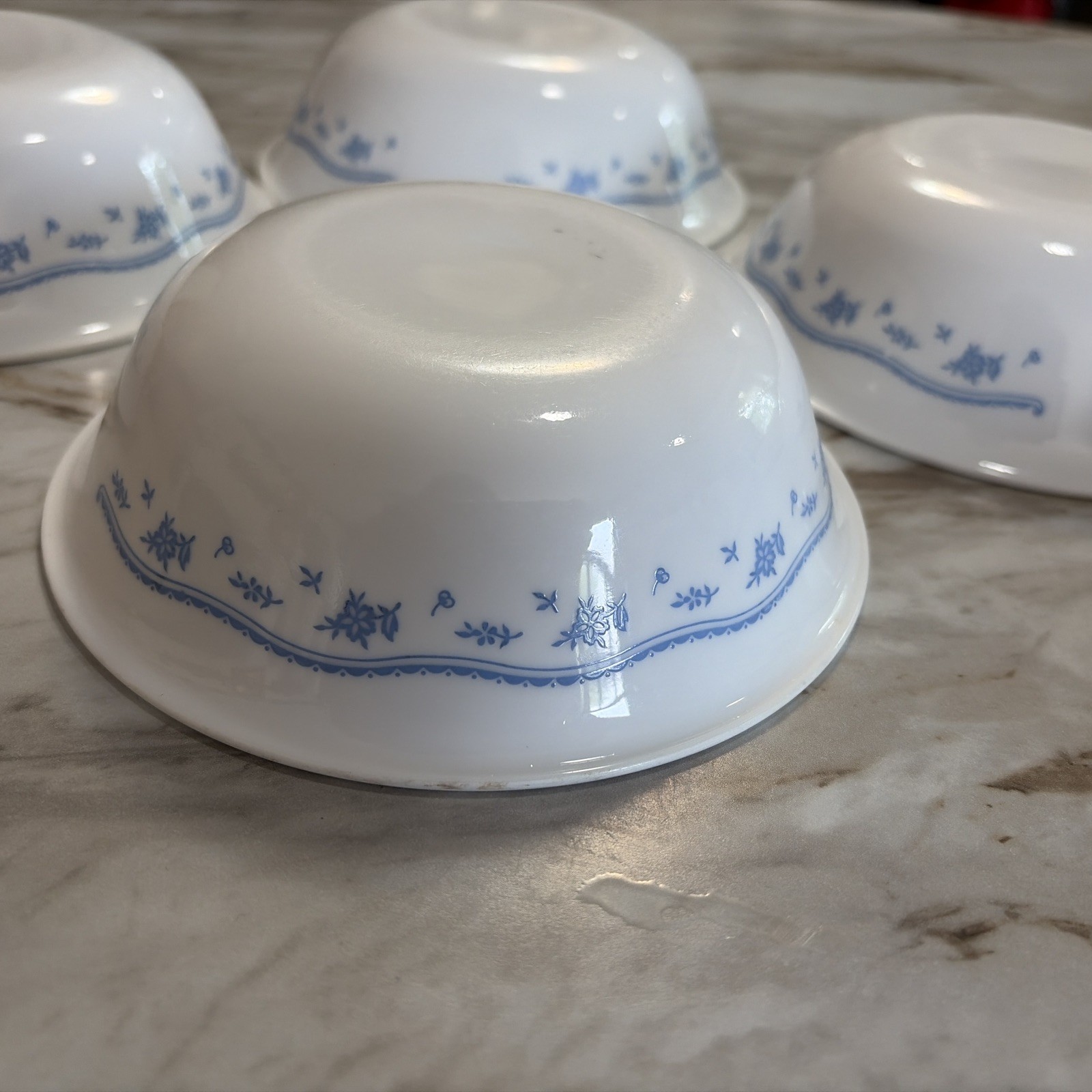 Corelle Morning Blue Lot of 4 Cereal Bowls 6 1/4″