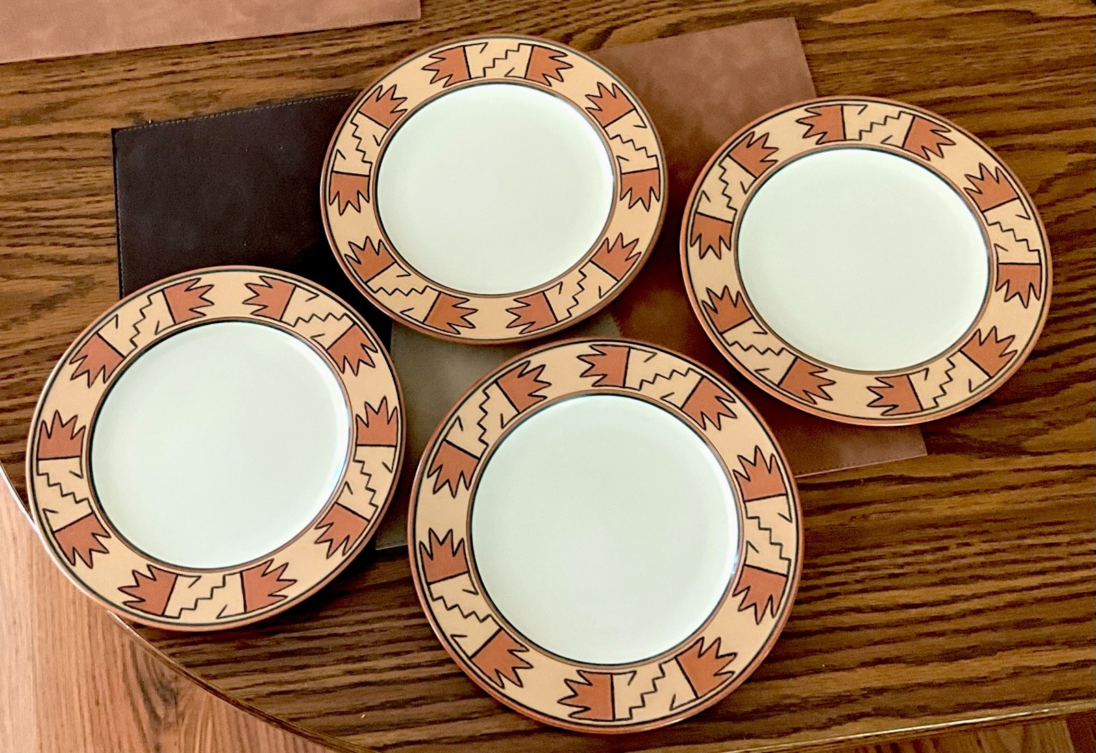 (4-pc-set) Mikasa Terrastone Laramie SALAD PLATES Southwestern 8-3/8” MINT