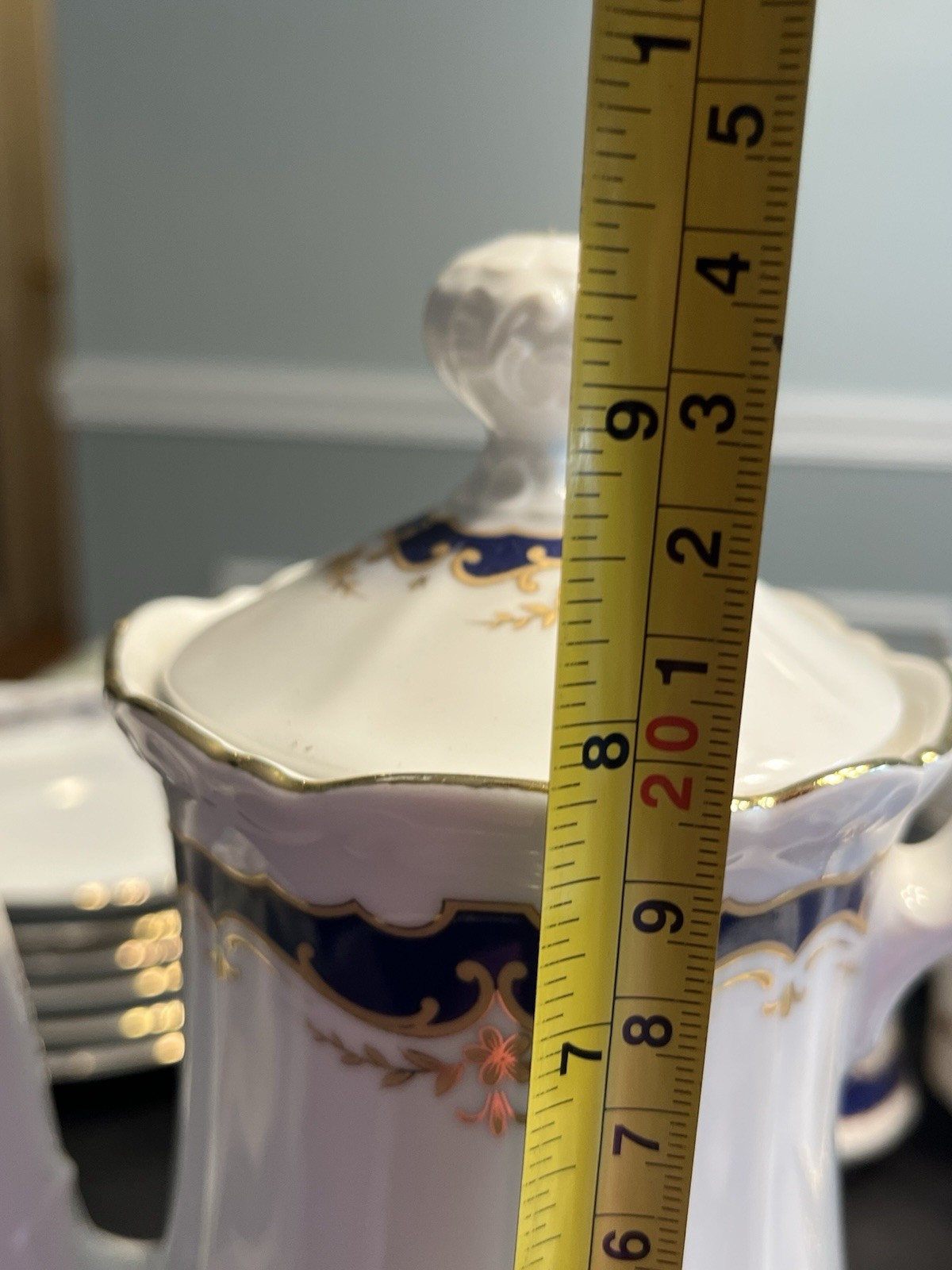 21pc Mitterteich Bavaria Cobalt Blue Gold Trim Coffee Tea Pot Desert Serving Set
