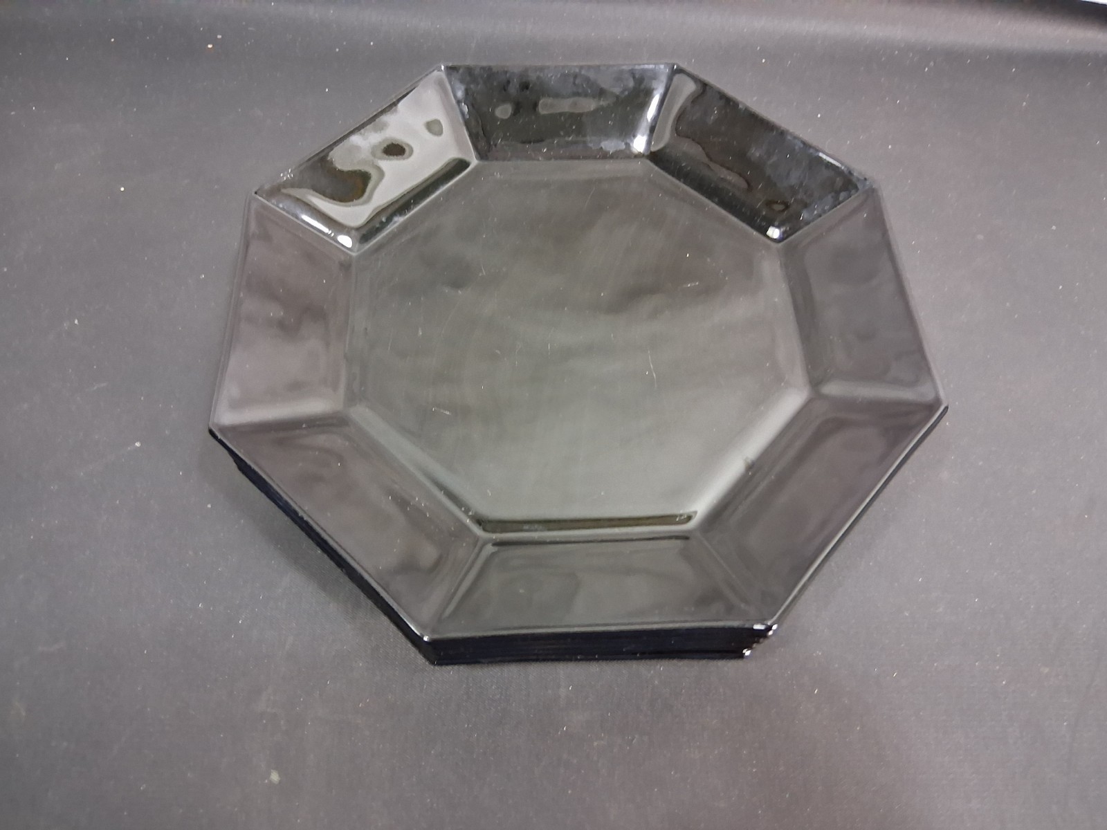 5 Vintage Arcoroc Lunch Salad Plates Octime Black Octagon France 1960’s