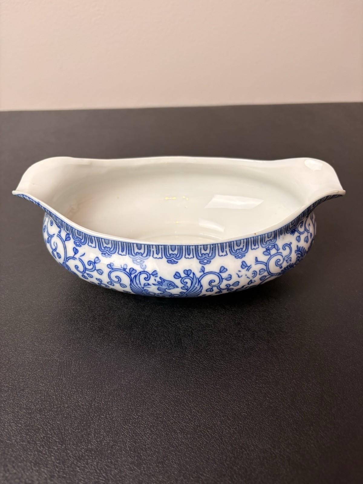 Blue & White Floral Oval Casserole Dish 9 in Glossy Finish.