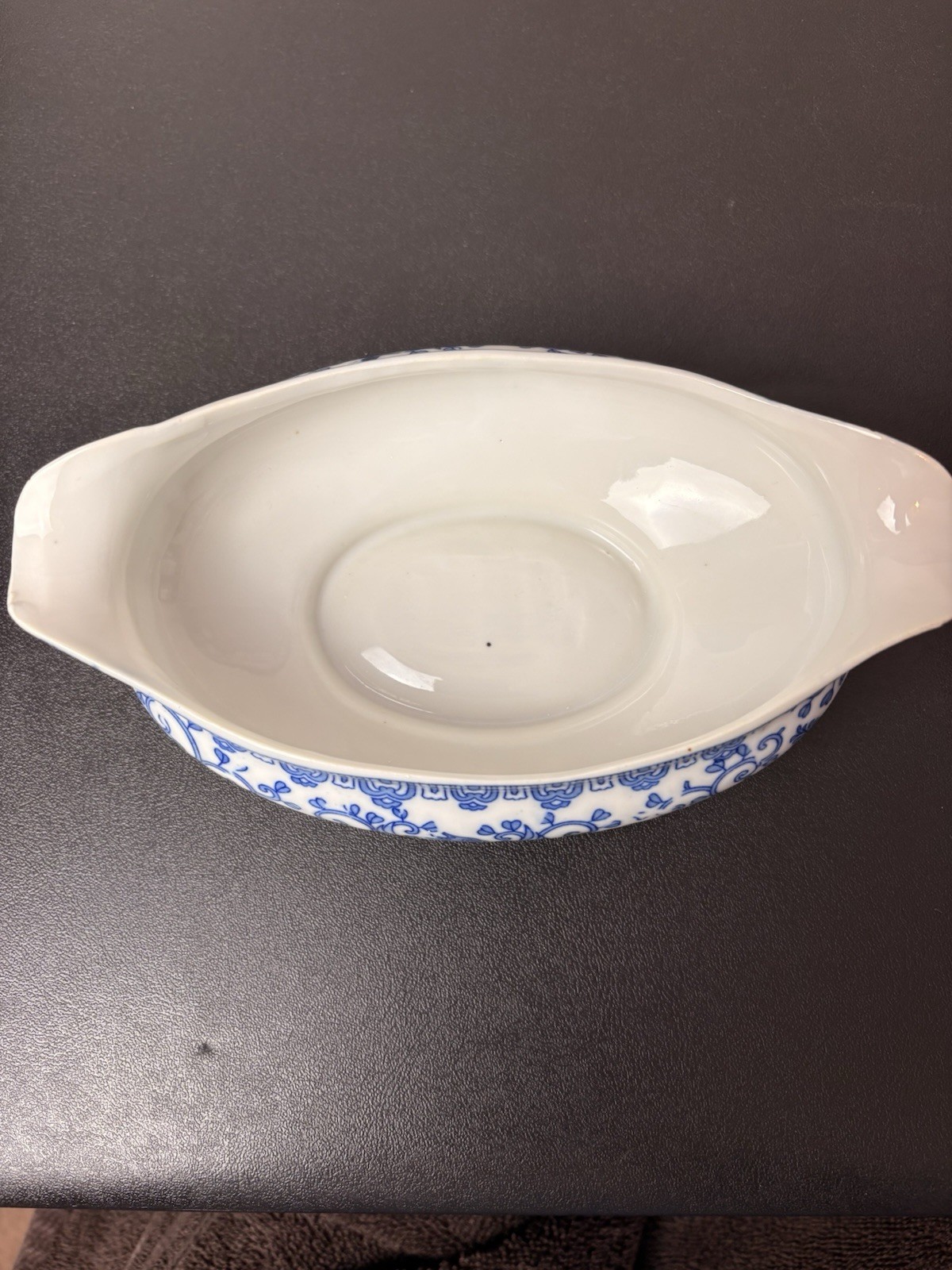 Blue & White Floral Oval Casserole Dish 9 in Glossy Finish.