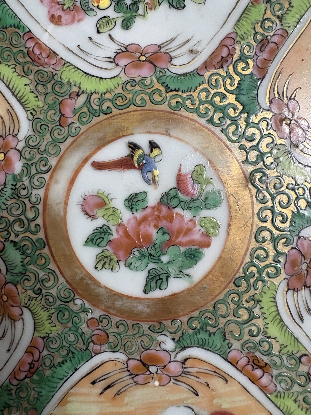 Antique 19th Century Chinese Rose Medallion Porcelain Platter- 11×9 in