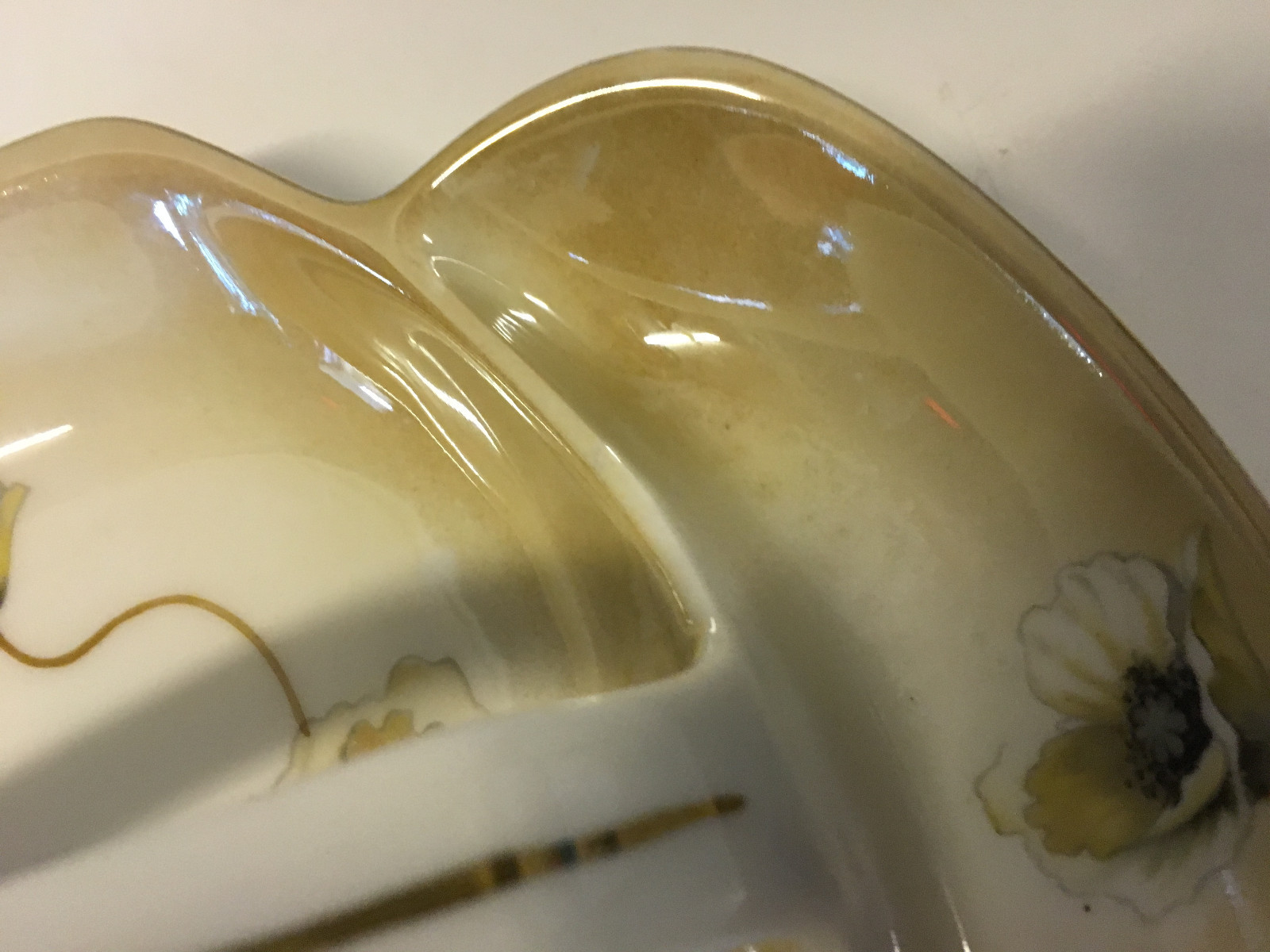 Antique Art Deco Reinhold Schlegelmilch German Porcelain Handled Dish w/ Flowers