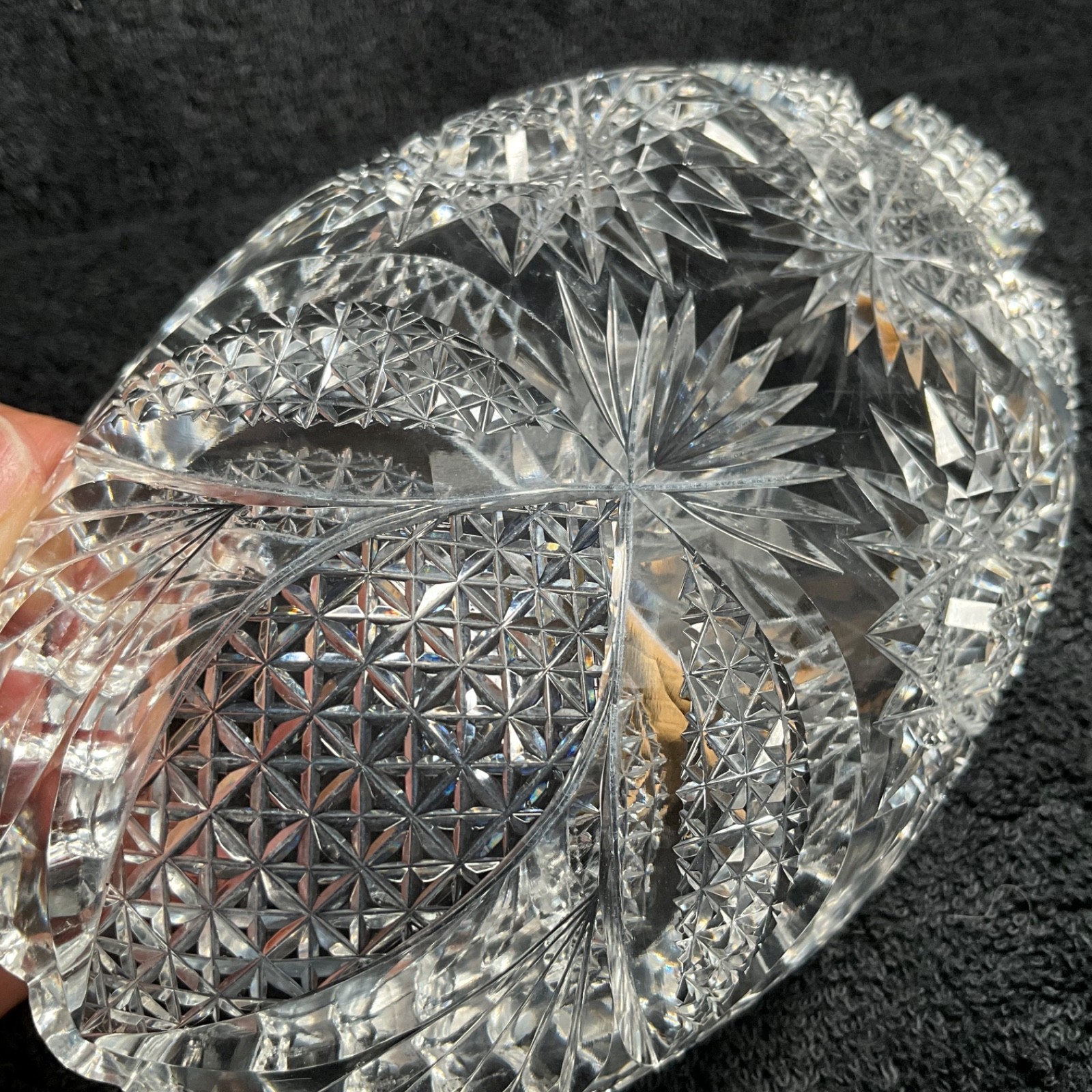 Rare Design – Antique American Brilliant Period Oval Crystal Celery Dish 7”L