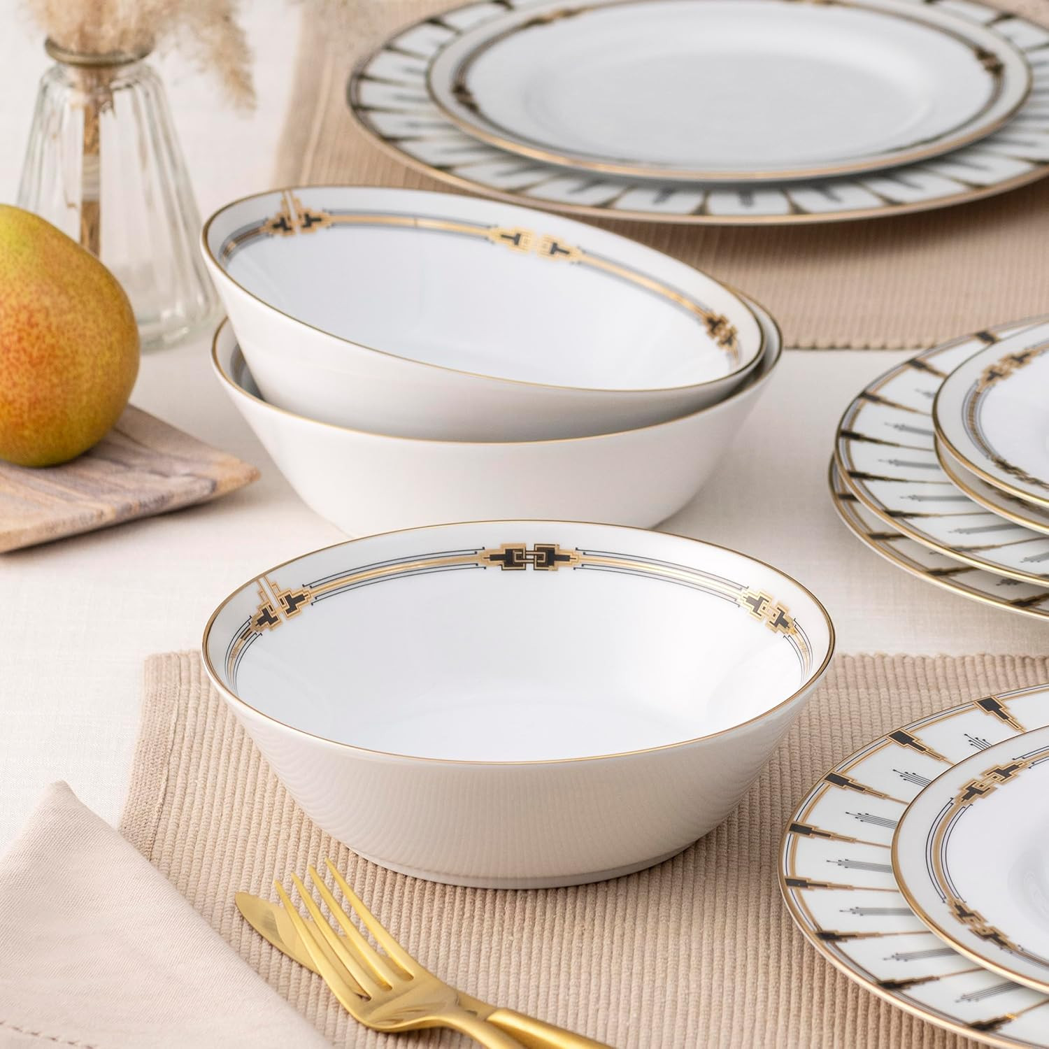 Empire Gold 12-Piece Dinnerware Set for Elegant Dining, Service for 4