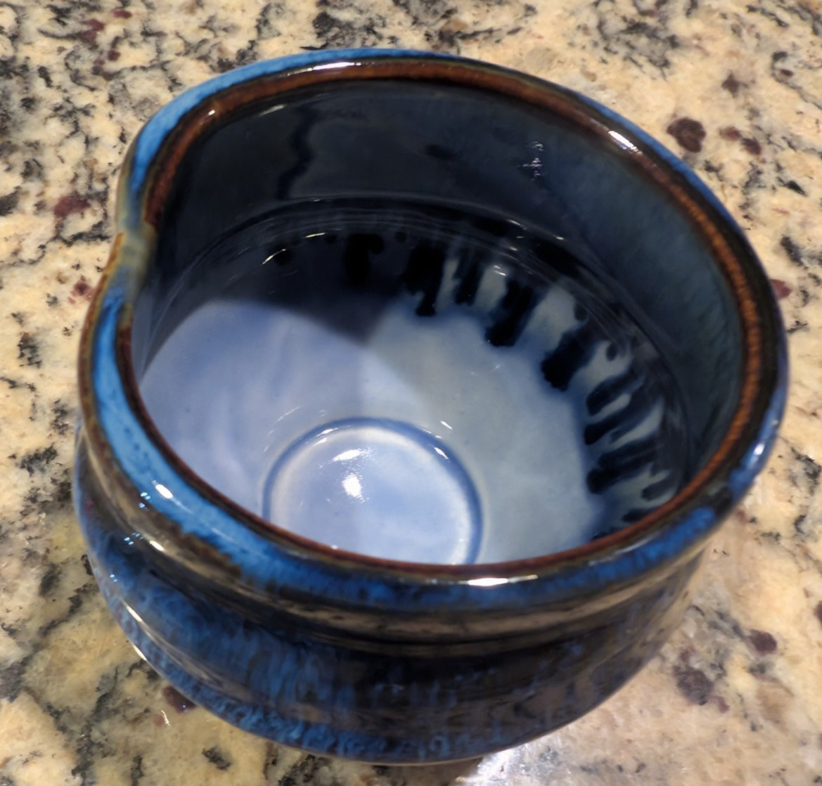 2017 Bill Campbell Pottery Cup or Bowl Dish Signed CV2017 Unique Drip Glaze