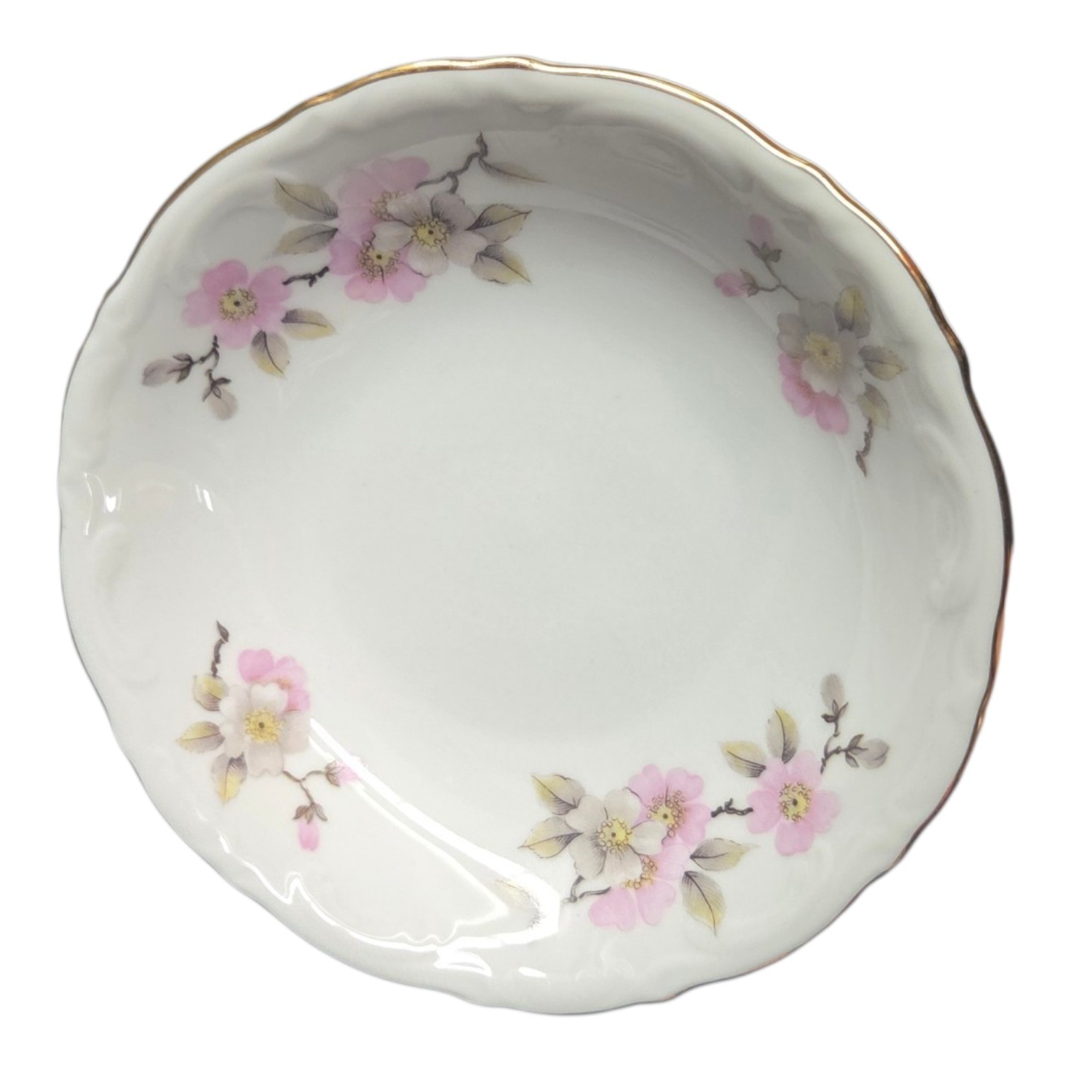 MITTERTEICH Bavaria Germany 1920’s Springtime Apple Blossom 17 Pcs Gold Scallop