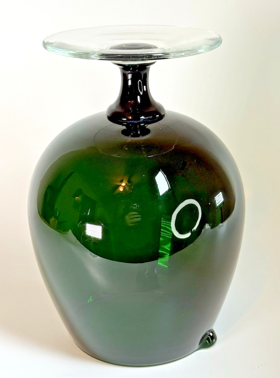 Beautiful Hand Blown Dark Green Footed Barware 48oz Pitcher