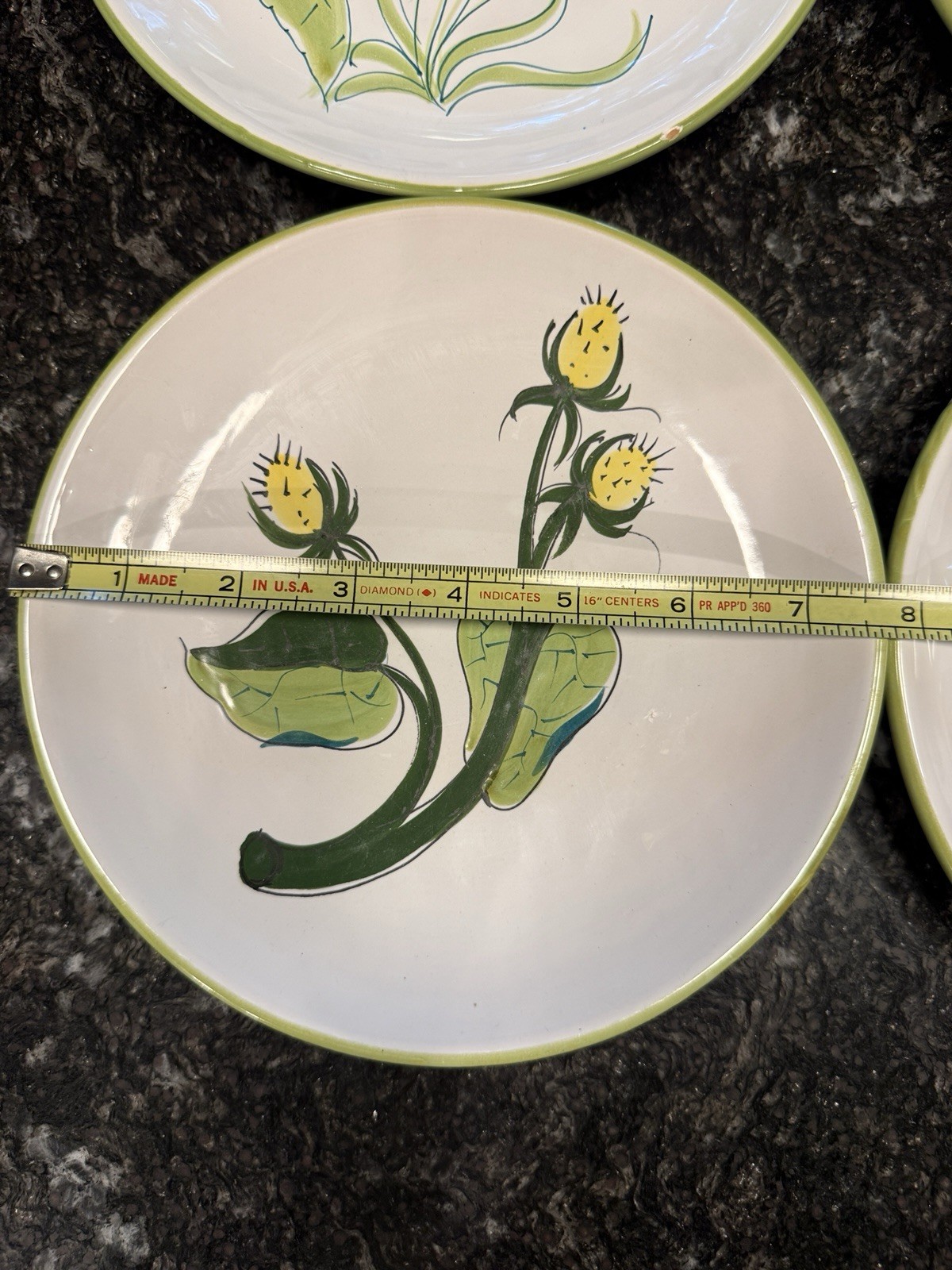VTG La Primula Italy Decorata a Mano Botanical Salad Plates 7.75” Set of 6