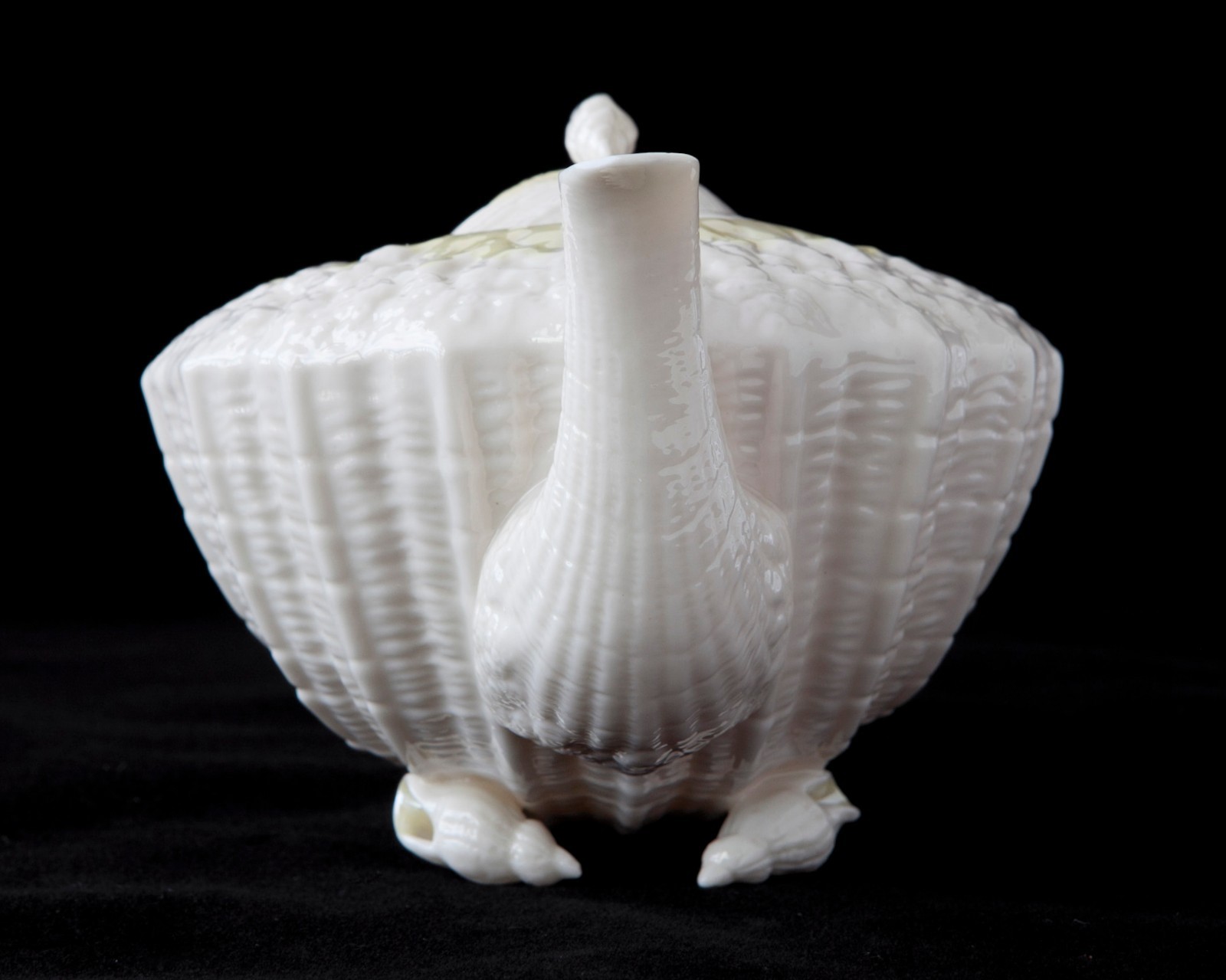 Vintage Belleek Irish Seashell Neptune Porcelain White Teapot – Green Mark