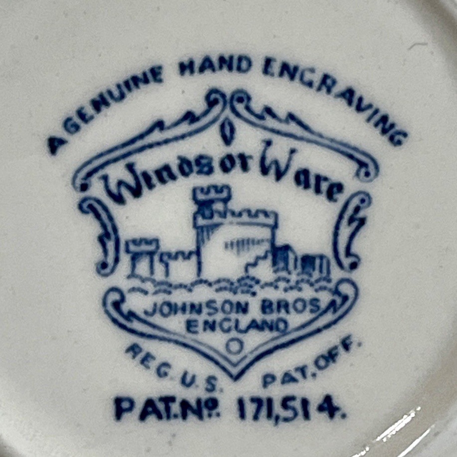 VTG Johnson Bros. England Windsor Ware Malvern Blue Teacup & Saucer Set – 2 Pair