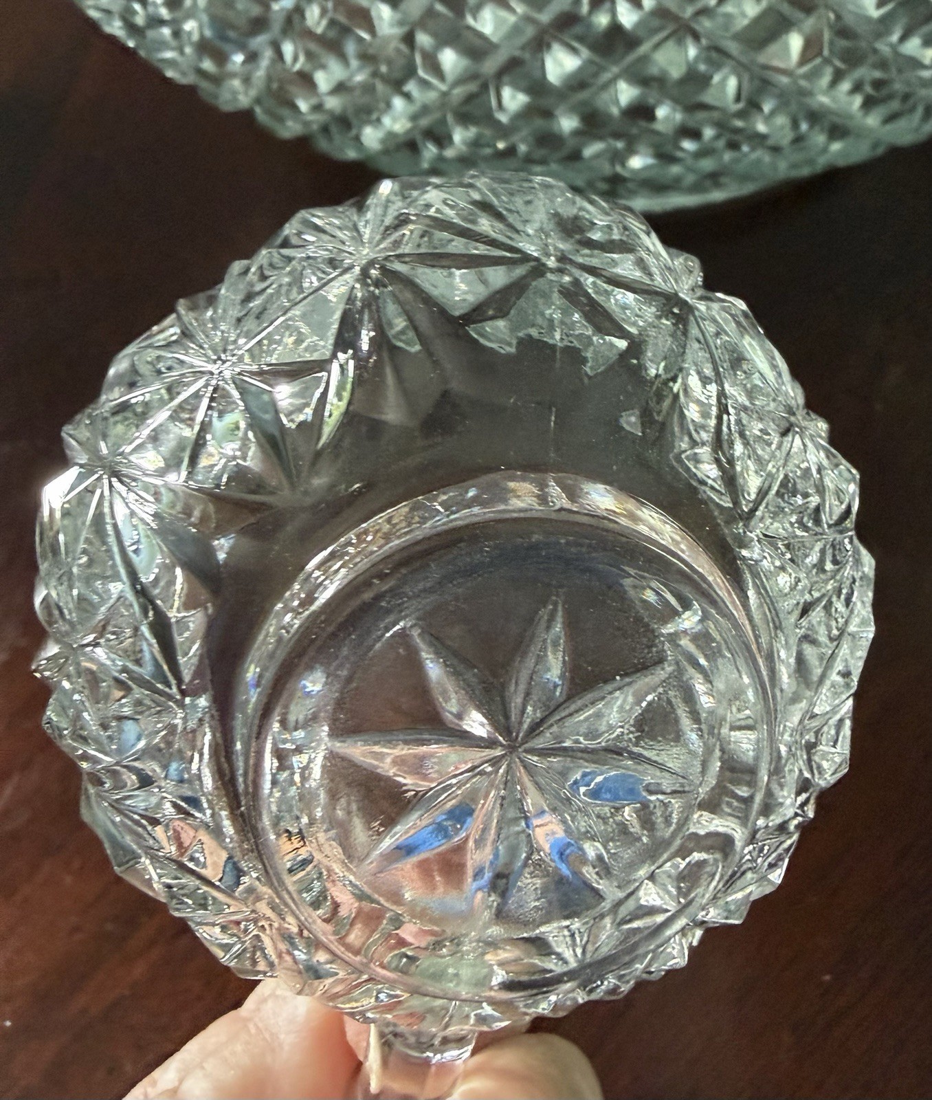 Vintage LE Smith Glass Pineapple/Fan Cut Punch Bowl w/21 Cups Set