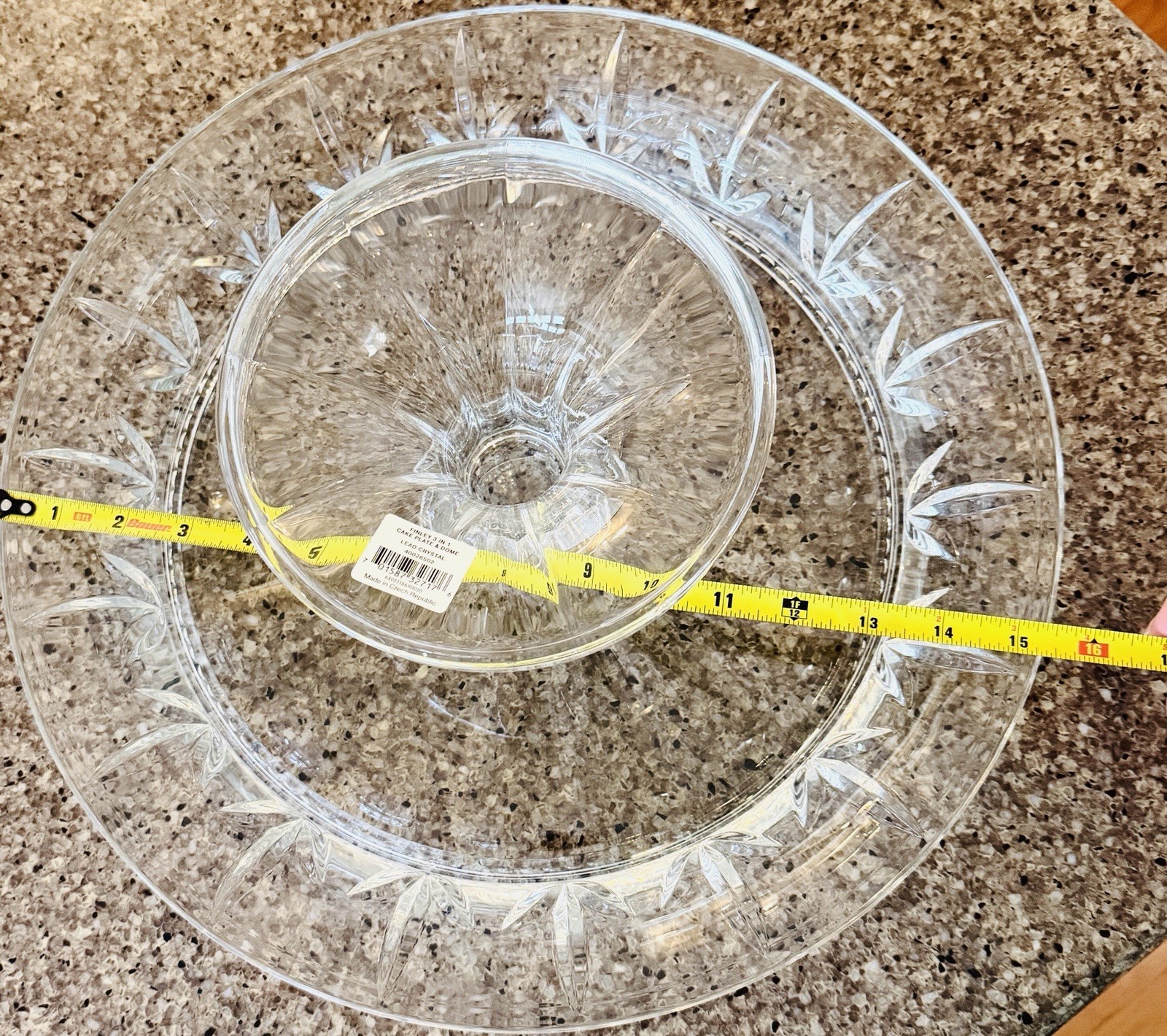 NEW Marquis Waterford Crystal 3 in 1 Cake Plate Stand Dome Lid Punch Bowl w/Tag