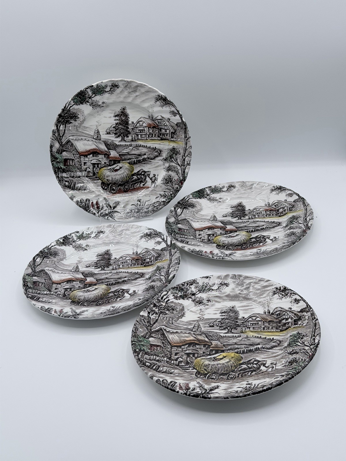 Staffordshire Ironstone Yorkshire Multicolor Salad Plate Set of 4 England