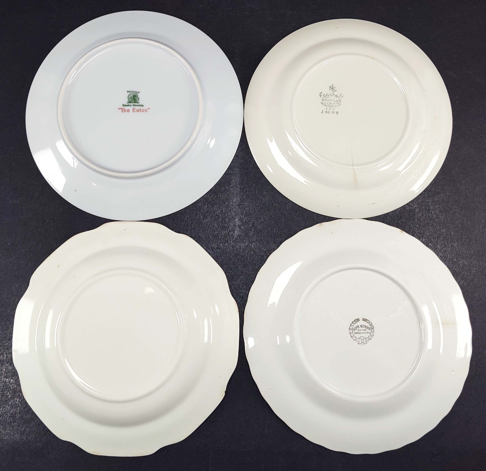 Vintage Mismatched China Salad Plates Gallery Wall Collection Chipped Set/4