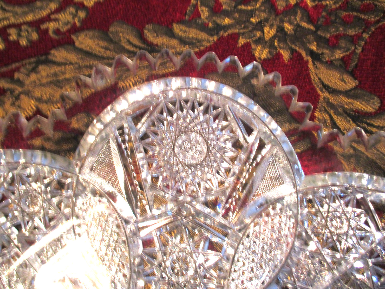 GORGEOUS! Antique American Brilliant Cut Glass 12″ Platter / Tray Extreme Cut