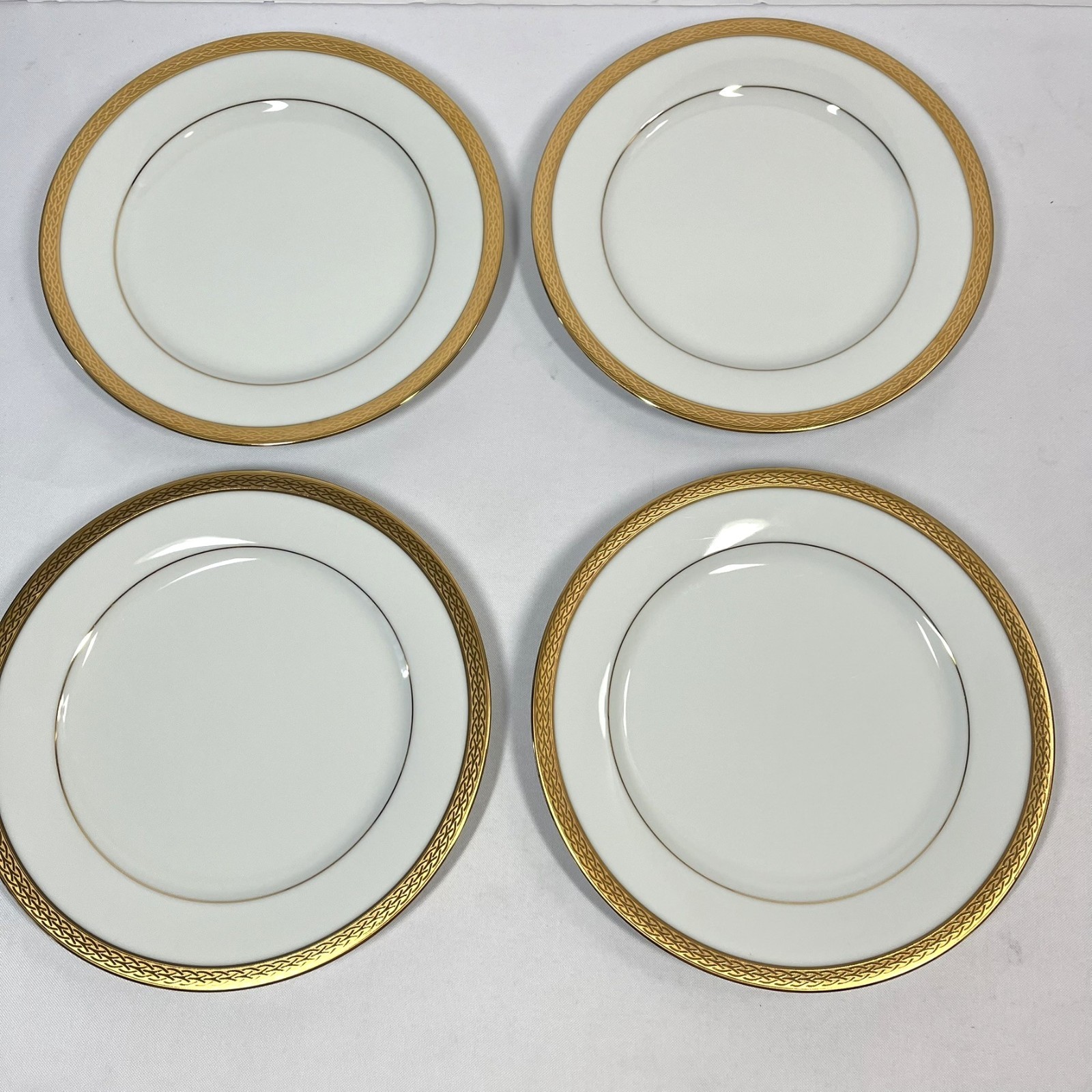 Noritake Queens Gold Salad Plates Lot of Four Contemporary Fine China