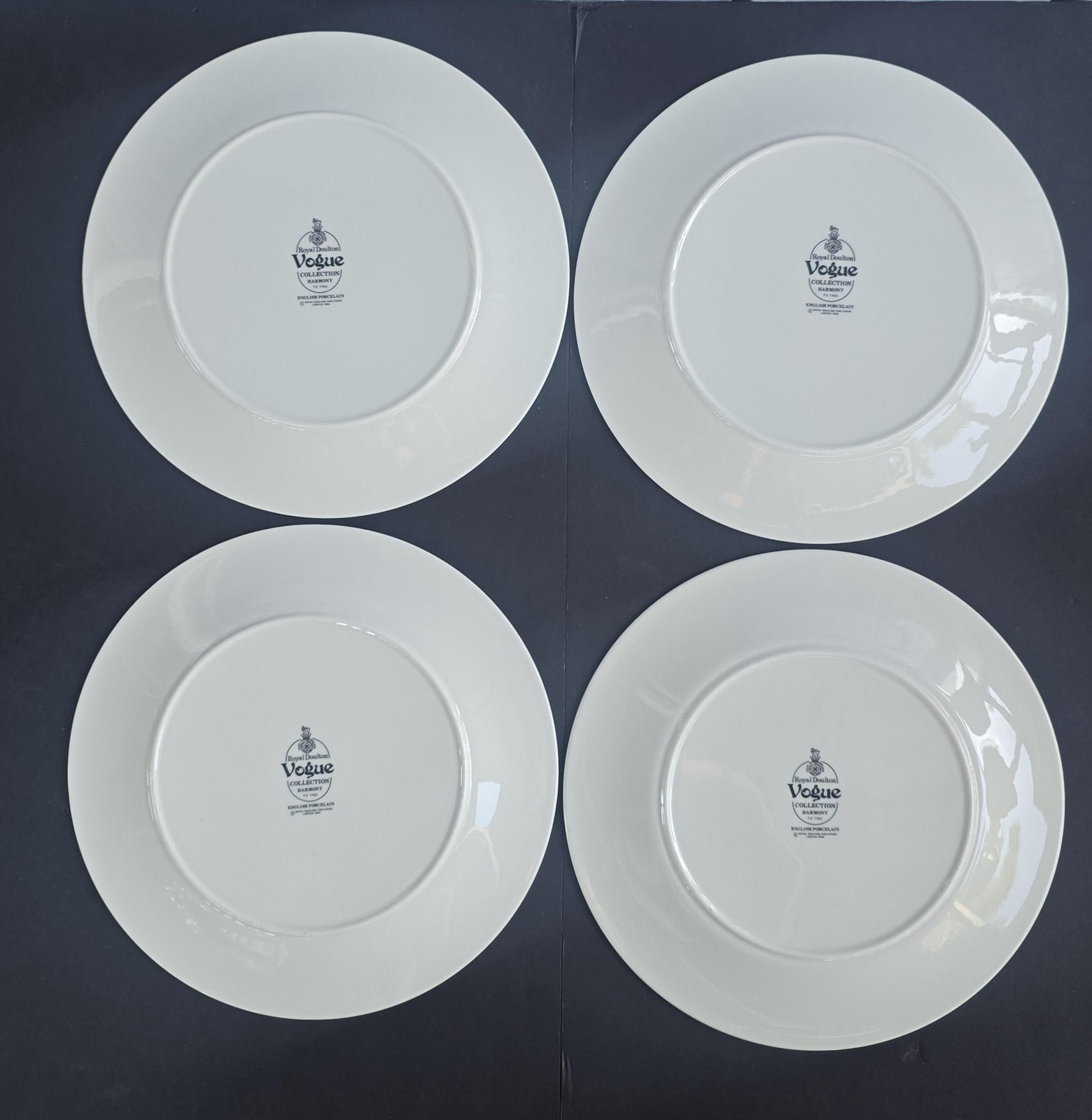 Vintage Royal Doulton Vogue Harmony Dinner Plates Set Of 4 Gold Trim England