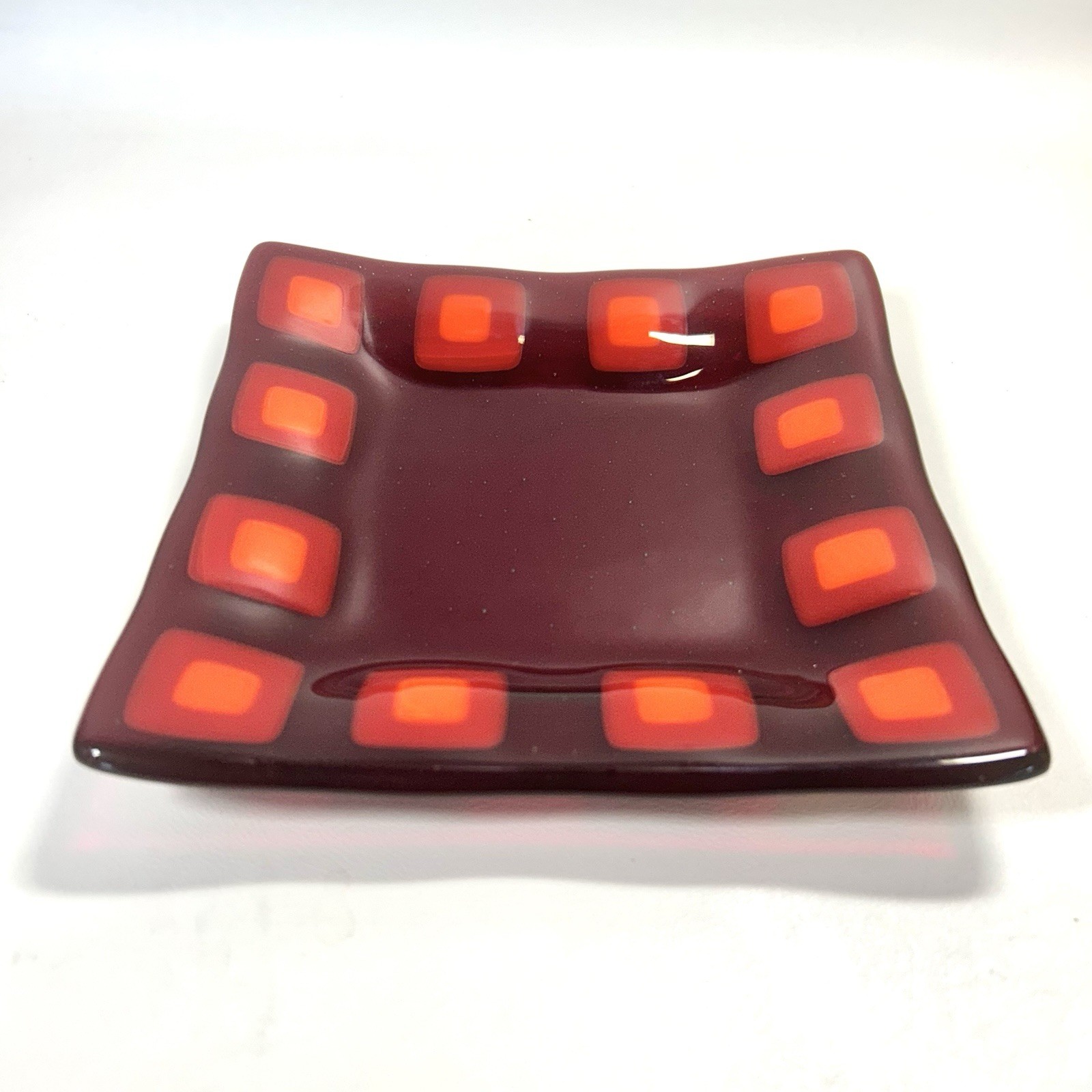 Higgins Style Fused Art Glass Plate Signed by MO Artisan Contemporary Art MINT