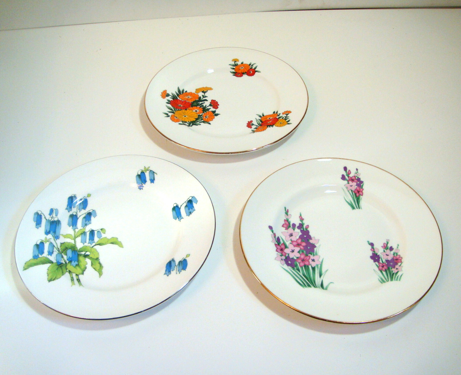 Crown Sterling England Bone China 8″ Plate Set of Three Assorted